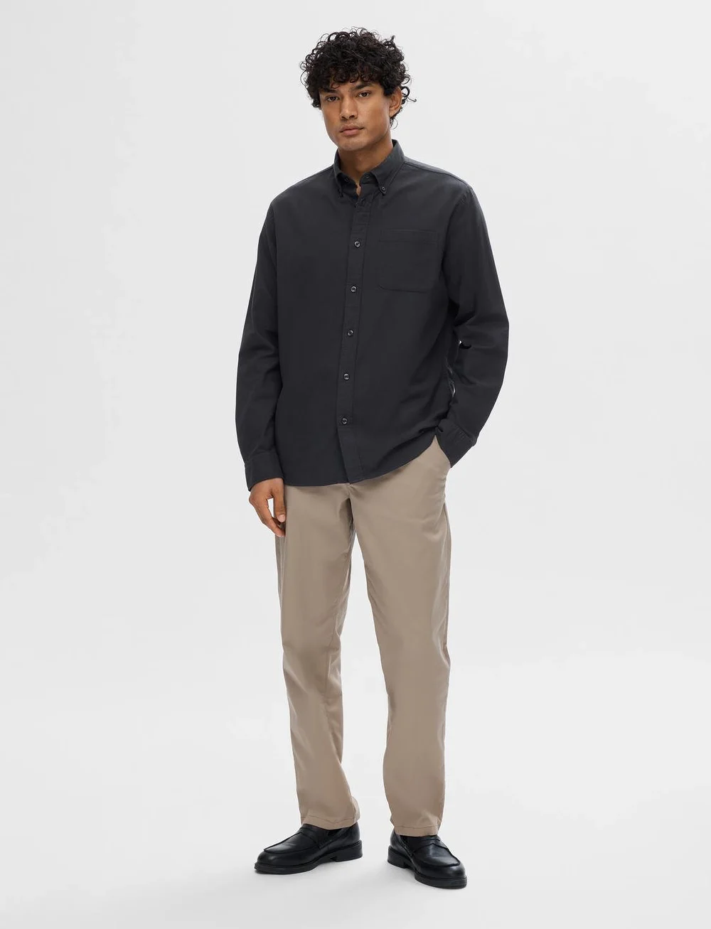 Selected - SLHREGRICK-OX SHIRT LS NOOS - striped shirts - black - 4