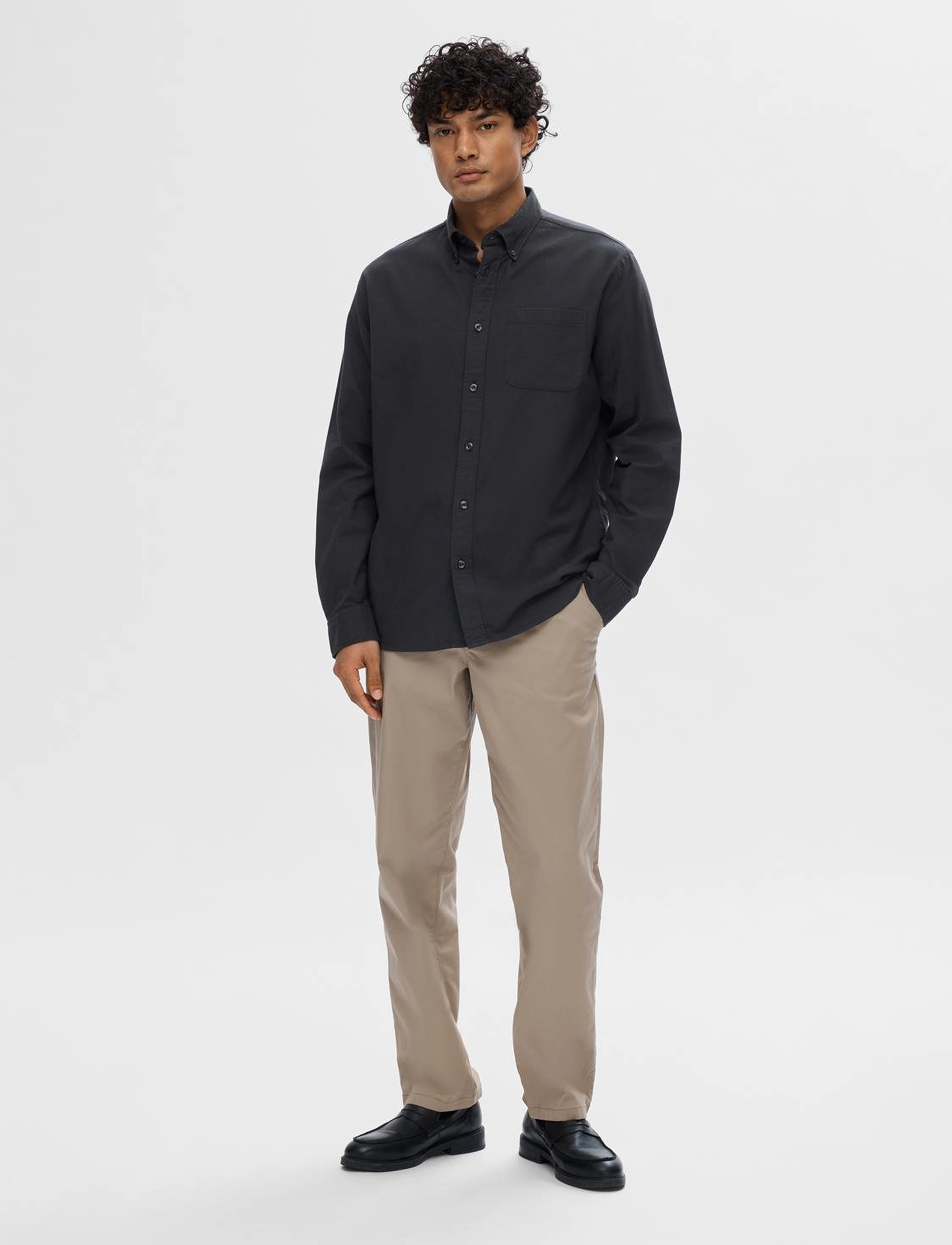 Selected - SLMREGCOLE RICK-OX SHIRT LS NOOS - stribede skjorter - black - 4