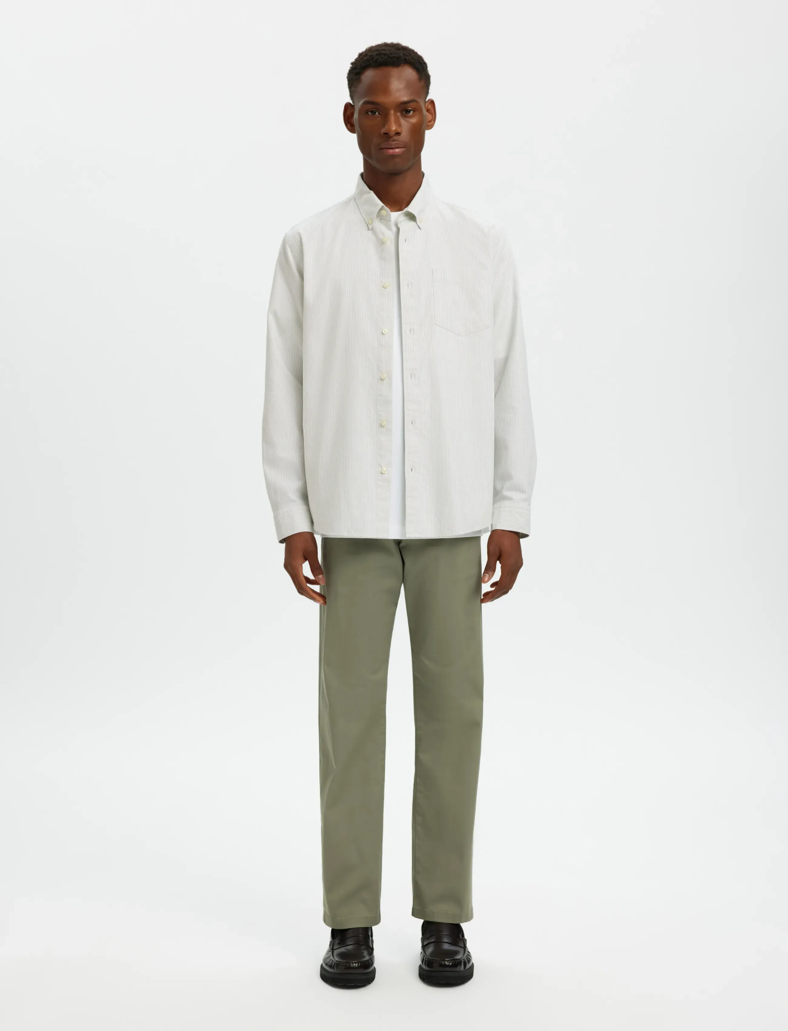 Selected - SLMREGCOLE RICK-OX SHIRT LS NOOS - stribede skjorter - bright white - 3
