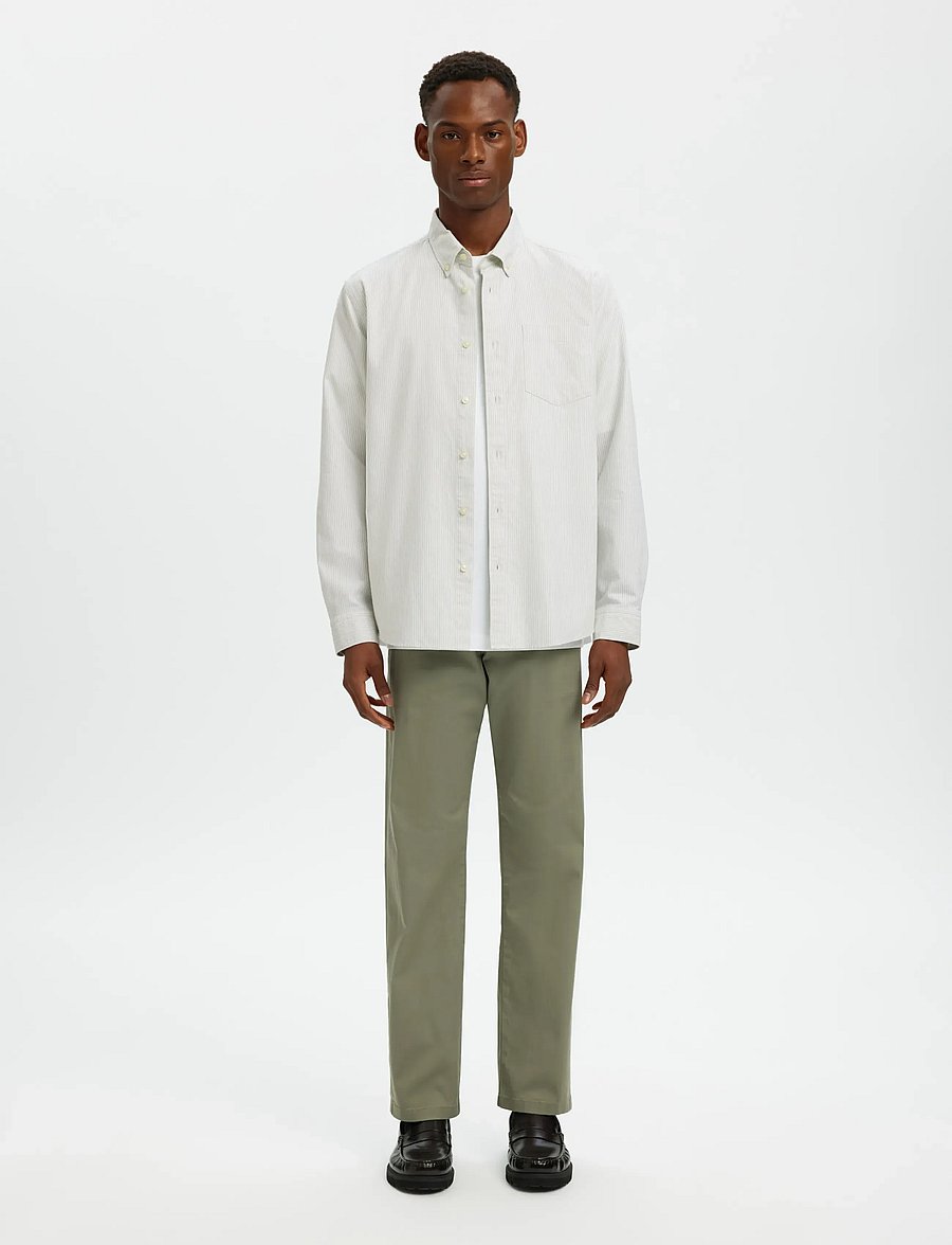 Selected - SLMREGCOLE RICK-OX SHIRT LS NOOS - gestreifte hemden - bright white - 3
