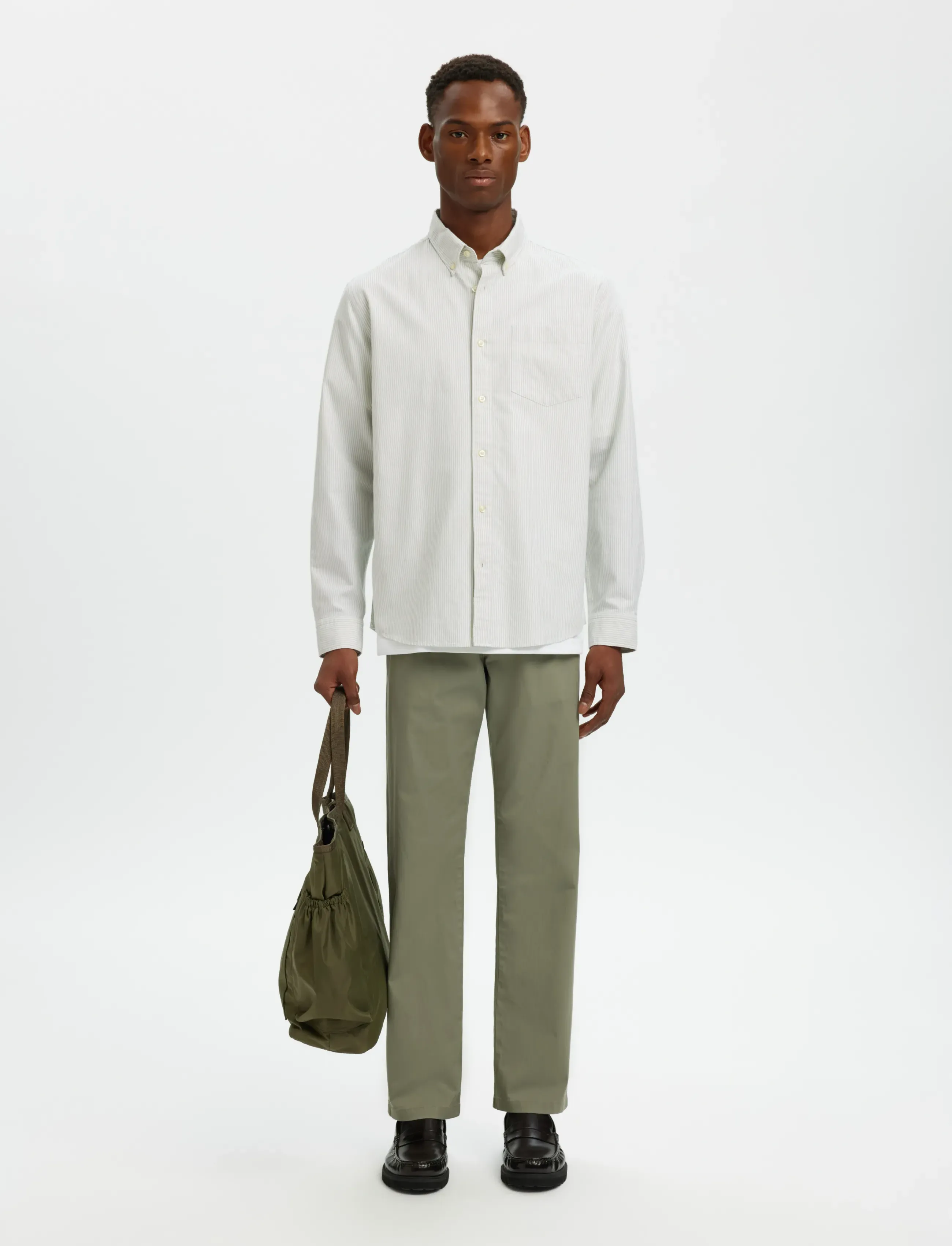 Selected - SLMREGCOLE RICK-OX SHIRT LS NOOS - stribede skjorter - bright white - 5