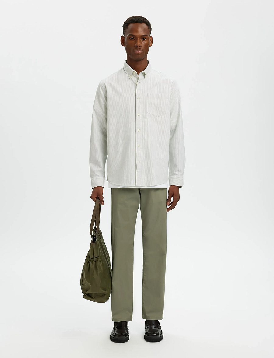 Selected - SLMREGCOLE RICK-OX SHIRT LS NOOS - gestreifte hemden - bright white - 5