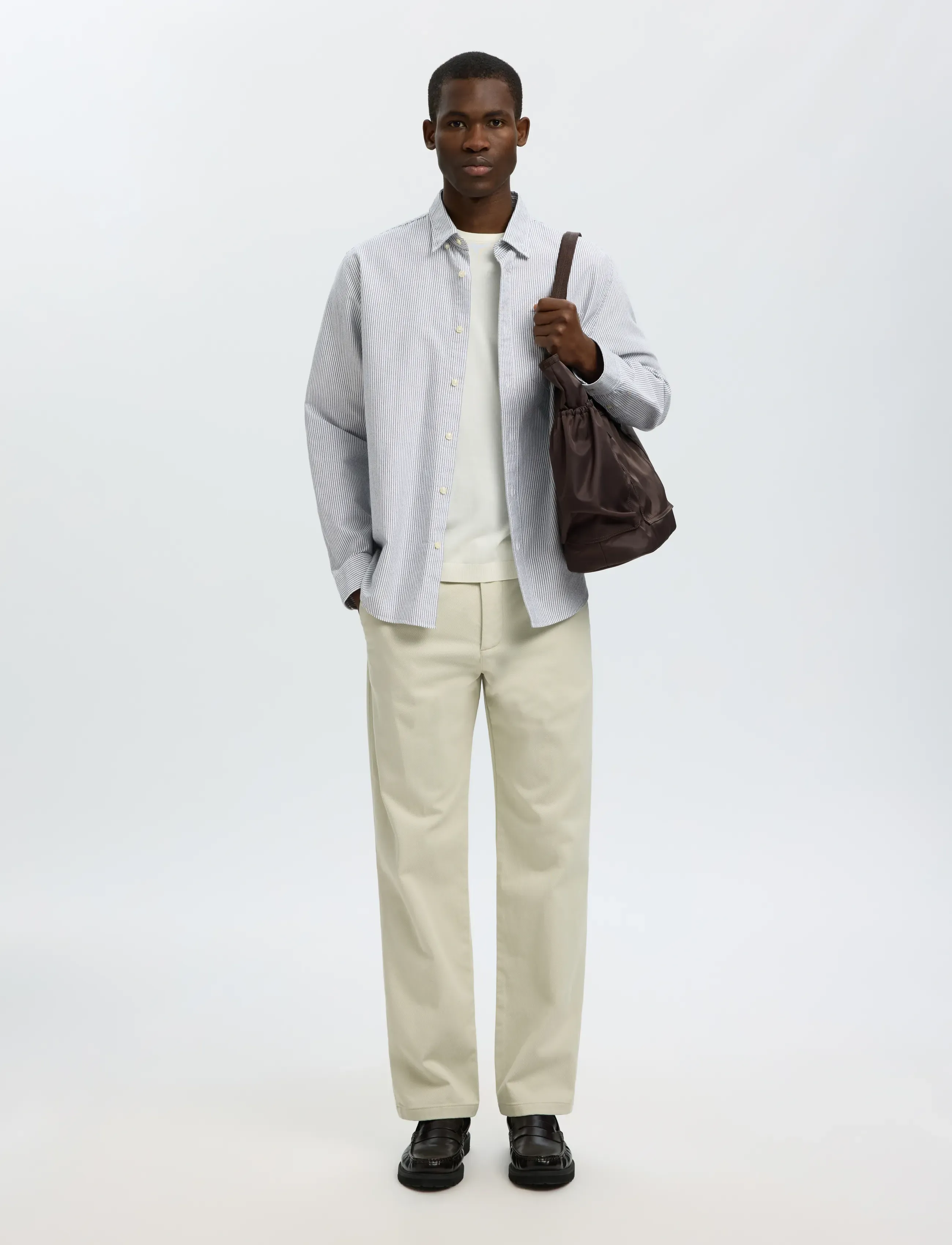 Selected - SLMREGCOLE RICK-OX SHIRT LS NOOS - stribede skjorter - bright white - 5