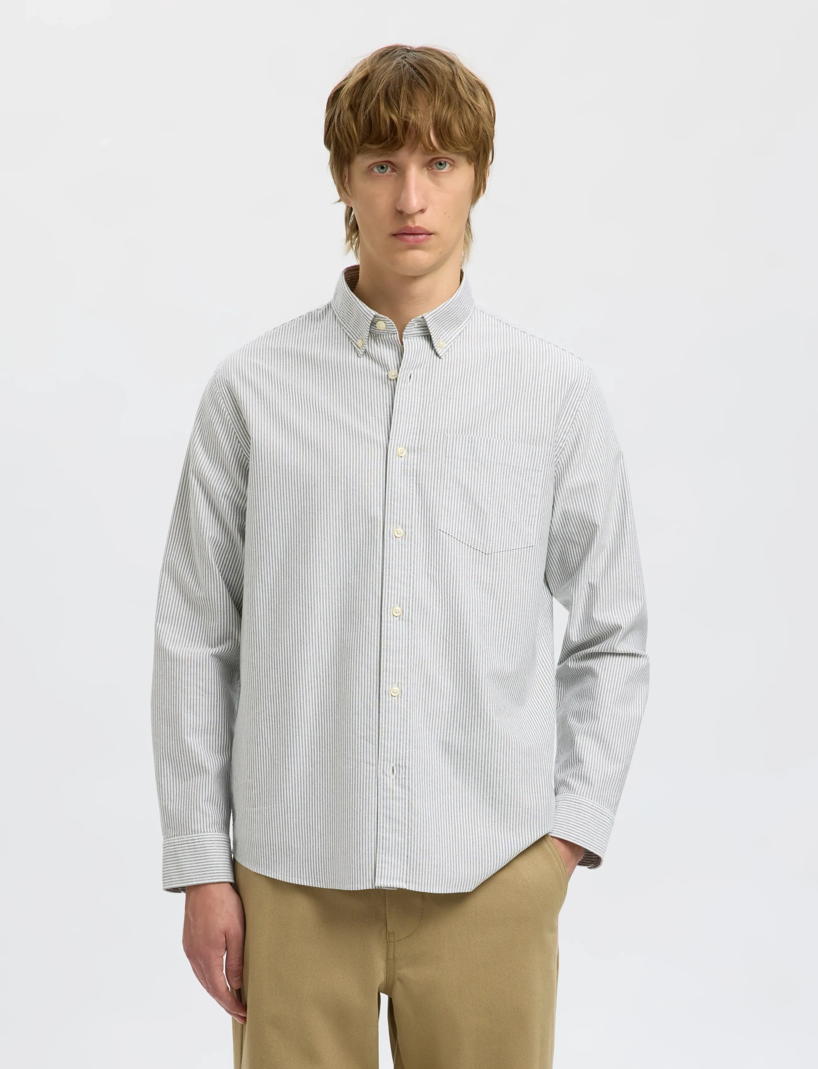 Selected SLHREGRICK-OX SHIRT LS NOOS - Casual skjorter - FOREST NIGHT / grey