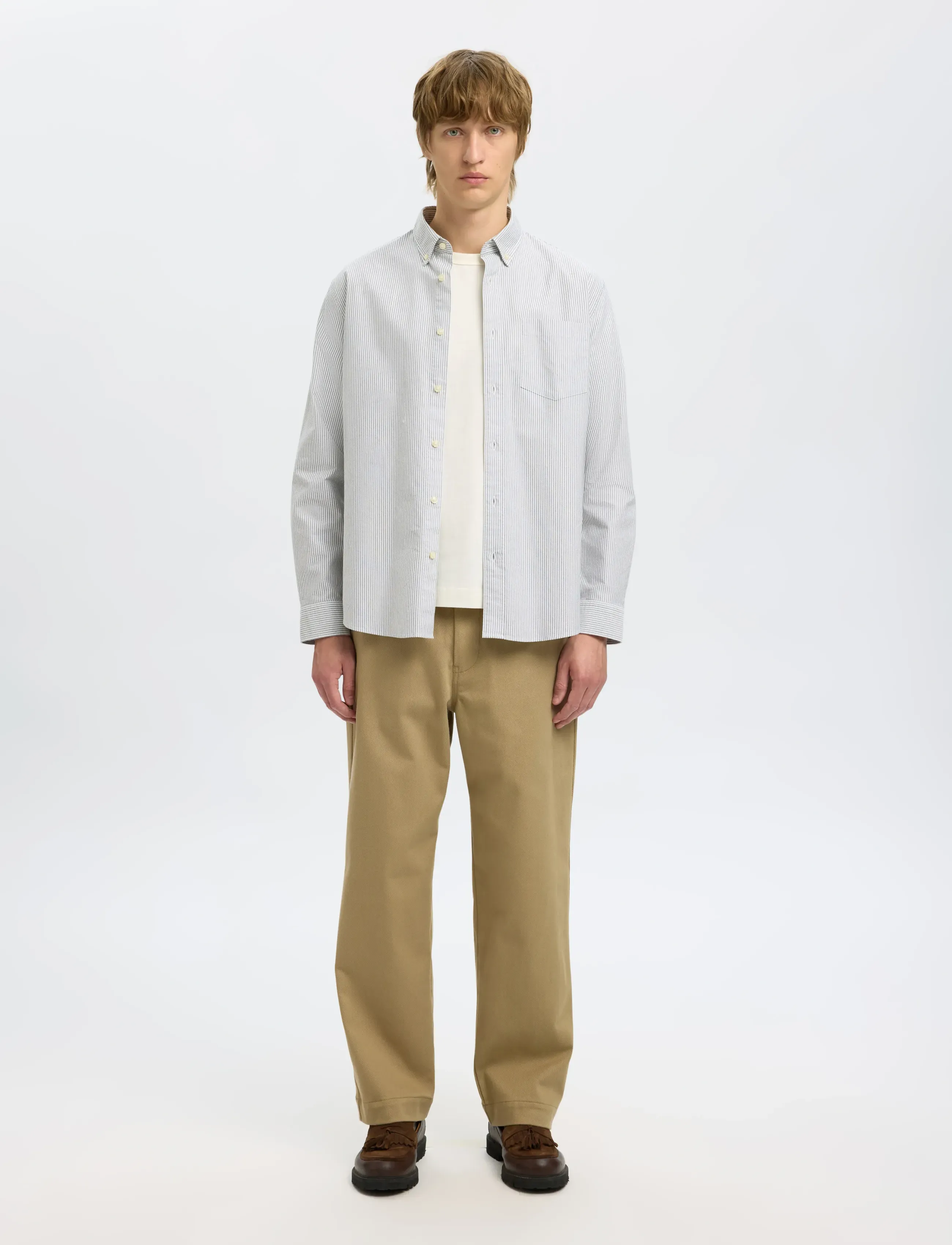 Selected - SLMREGCOLE RICK-OX SHIRT LS NOOS - stribede skjorter - forest night - 3