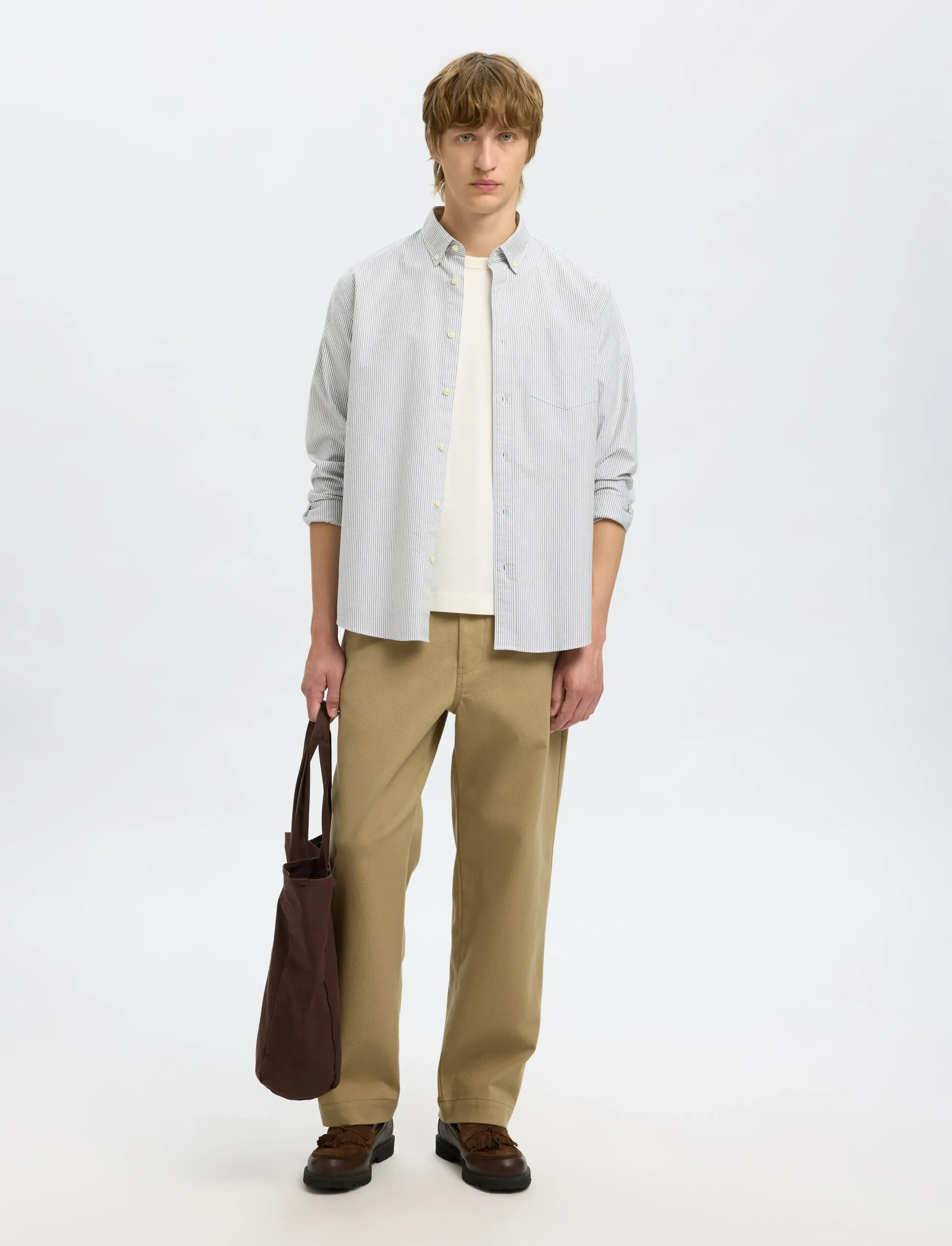 Selected - SLMREGCOLE RICK-OX SHIRT LS NOOS - stribede skjorter - forest night - 5