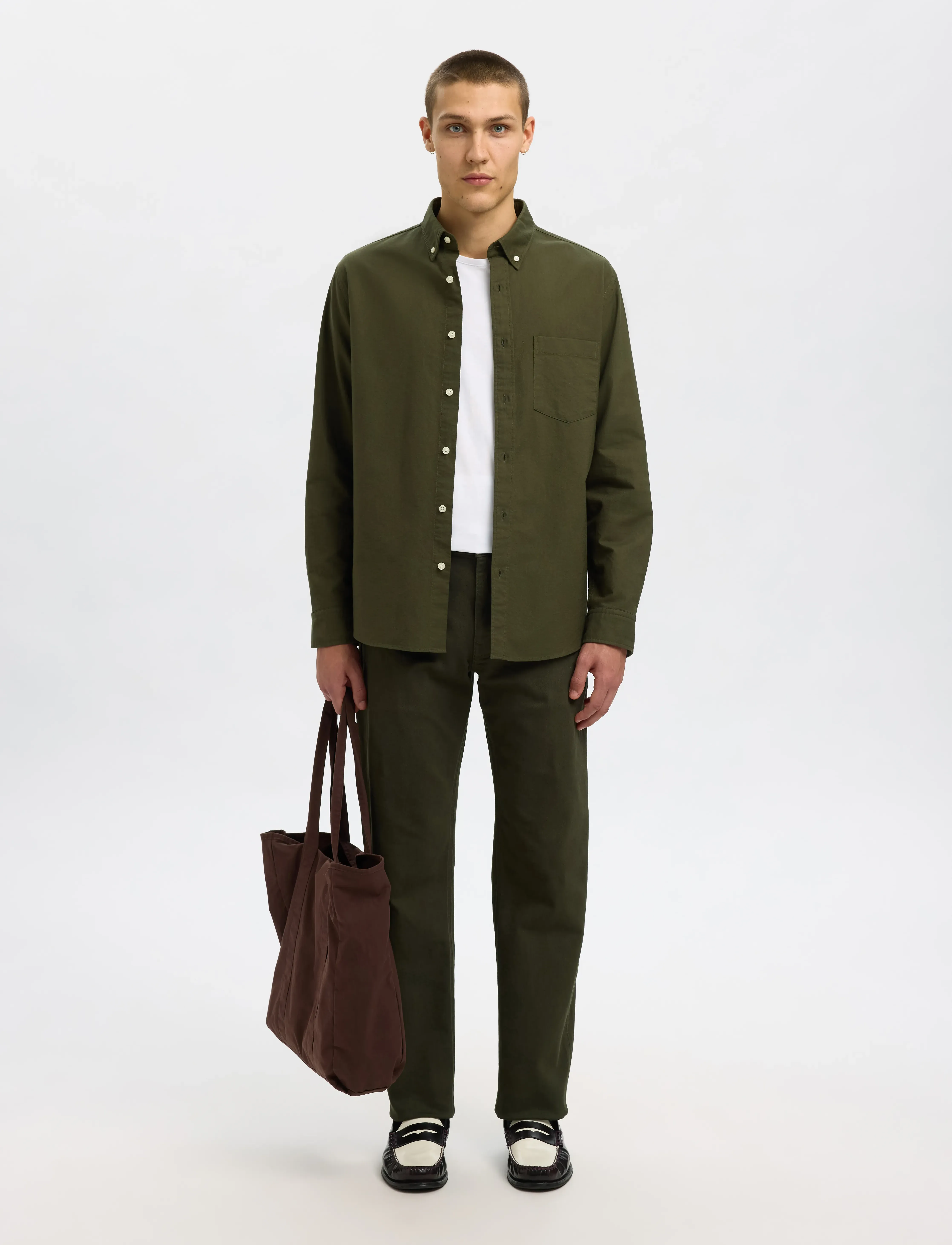Selected - SLMREGCOLE RICK-OX SHIRT LS NOOS - gestreepte overhemden - forest night - 3
