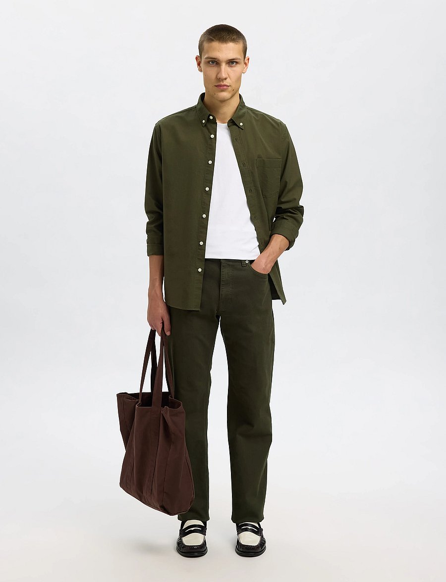 Selected - SLMREGCOLE RICK-OX SHIRT LS NOOS - chemises à rayures - forest night - 4