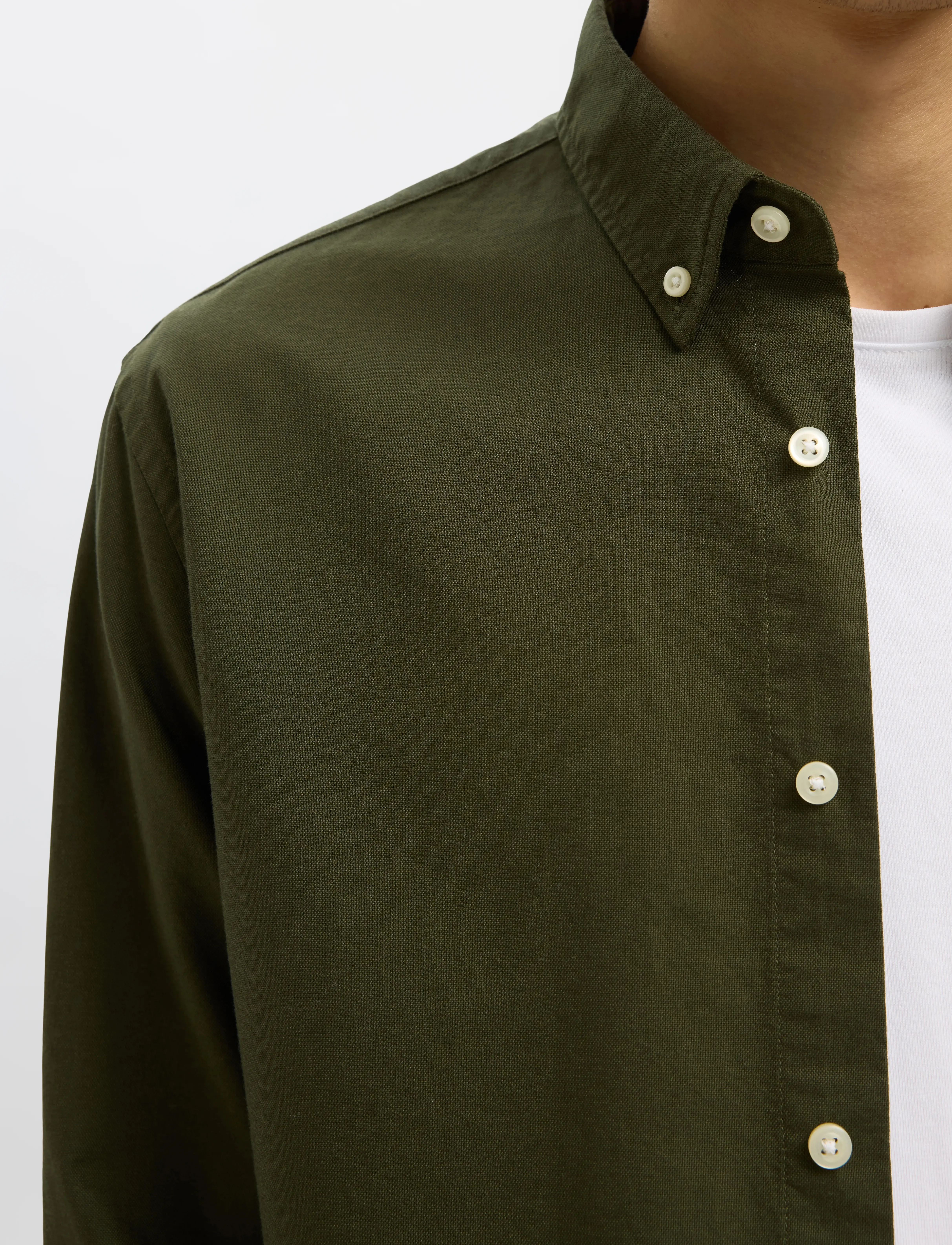 Selected - SLMREGCOLE RICK-OX SHIRT LS NOOS - gestreepte overhemden - forest night - 5