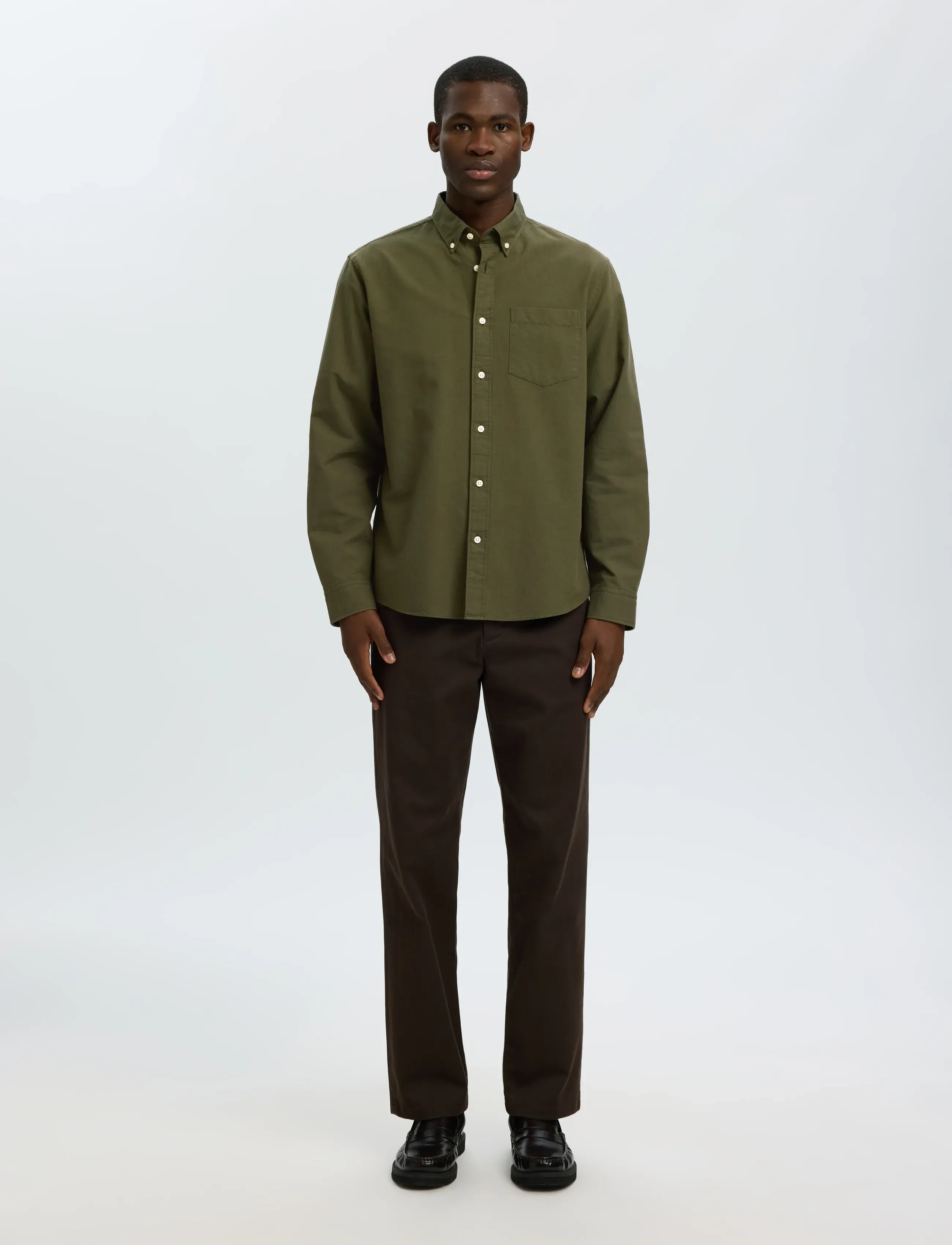 Selected - SLMREGCOLE RICK-OX SHIRT LS NOOS - stribede skjorter - kalamata - 3
