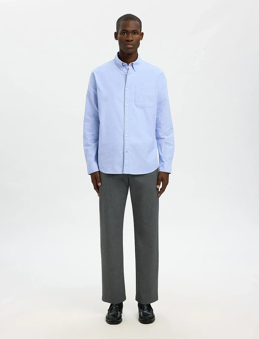 Selected - SLMCOLE-RICK OX REG LS SHIRT NOOS - chemises à rayures - light blue - 0