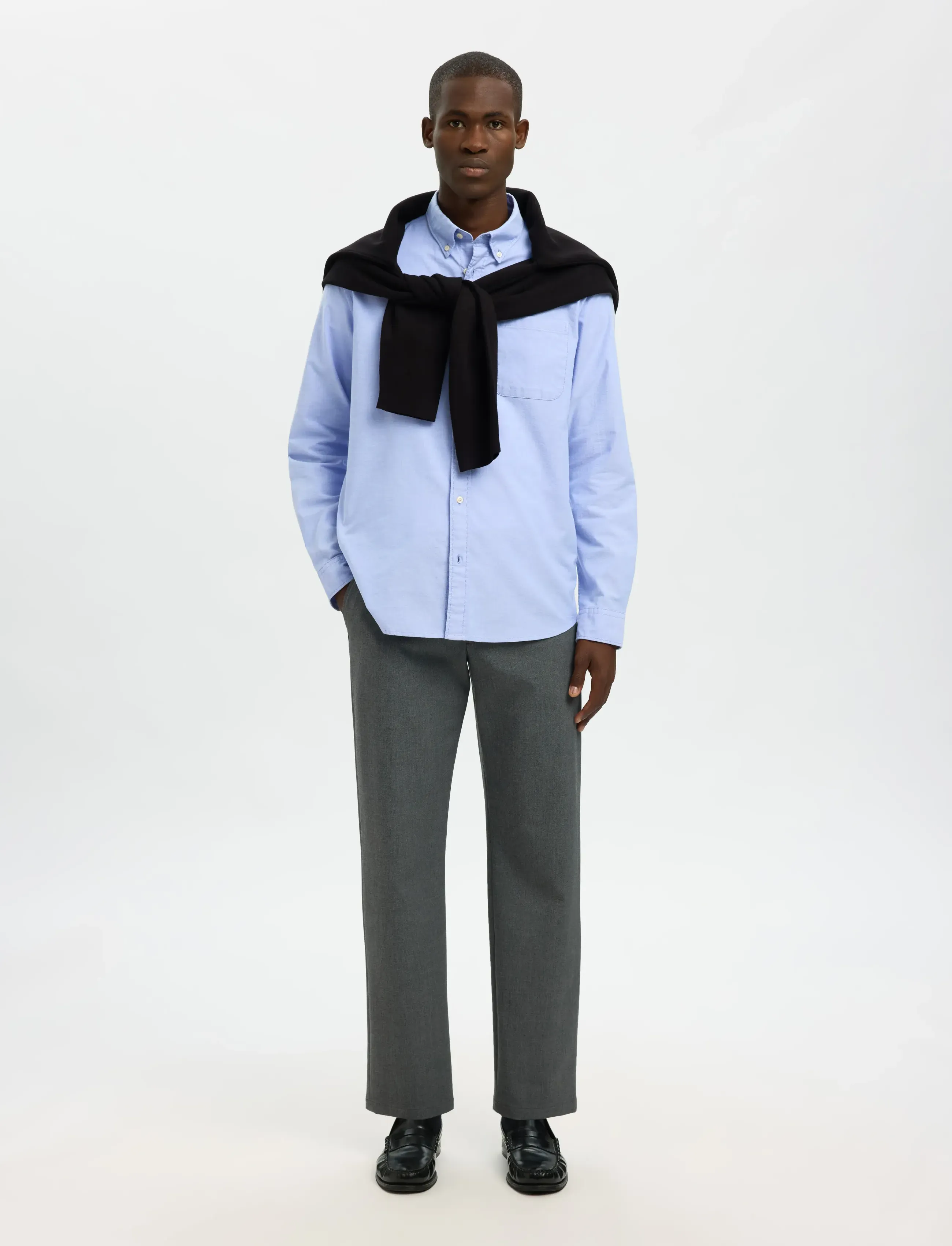 Selected - SLMREGCOLE RICK-OX SHIRT LS NOOS - stribede skjorter - light blue - 3
