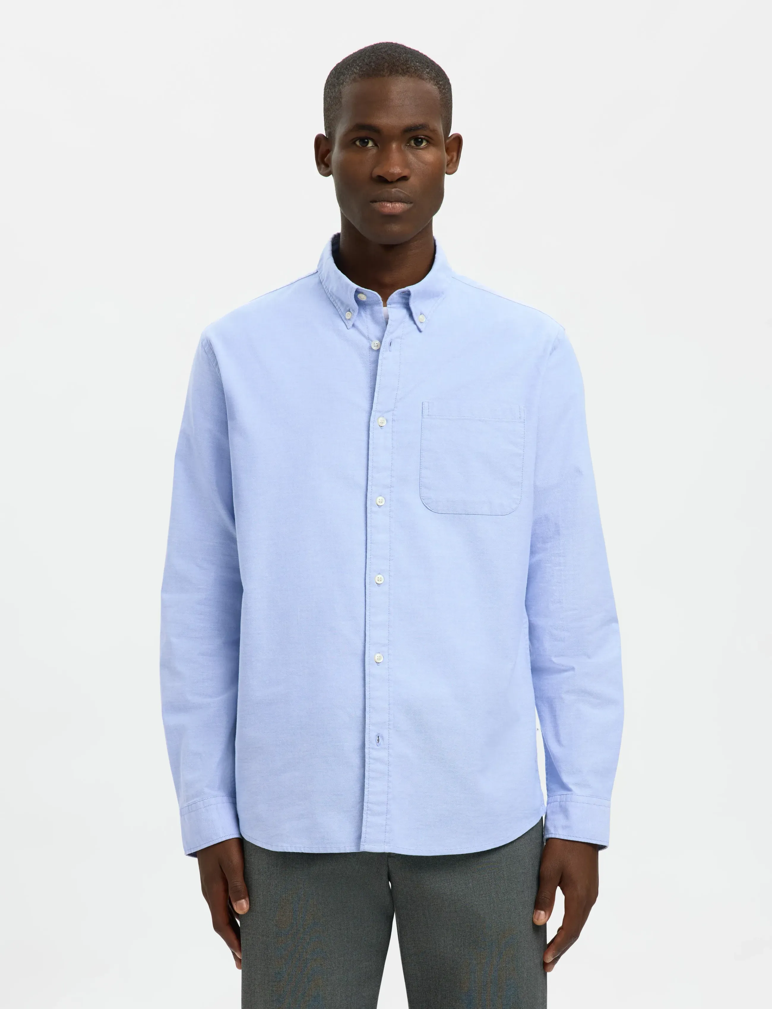 Selected - SLMREGCOLE RICK-OX SHIRT LS NOOS - stribede skjorter - light blue - 5