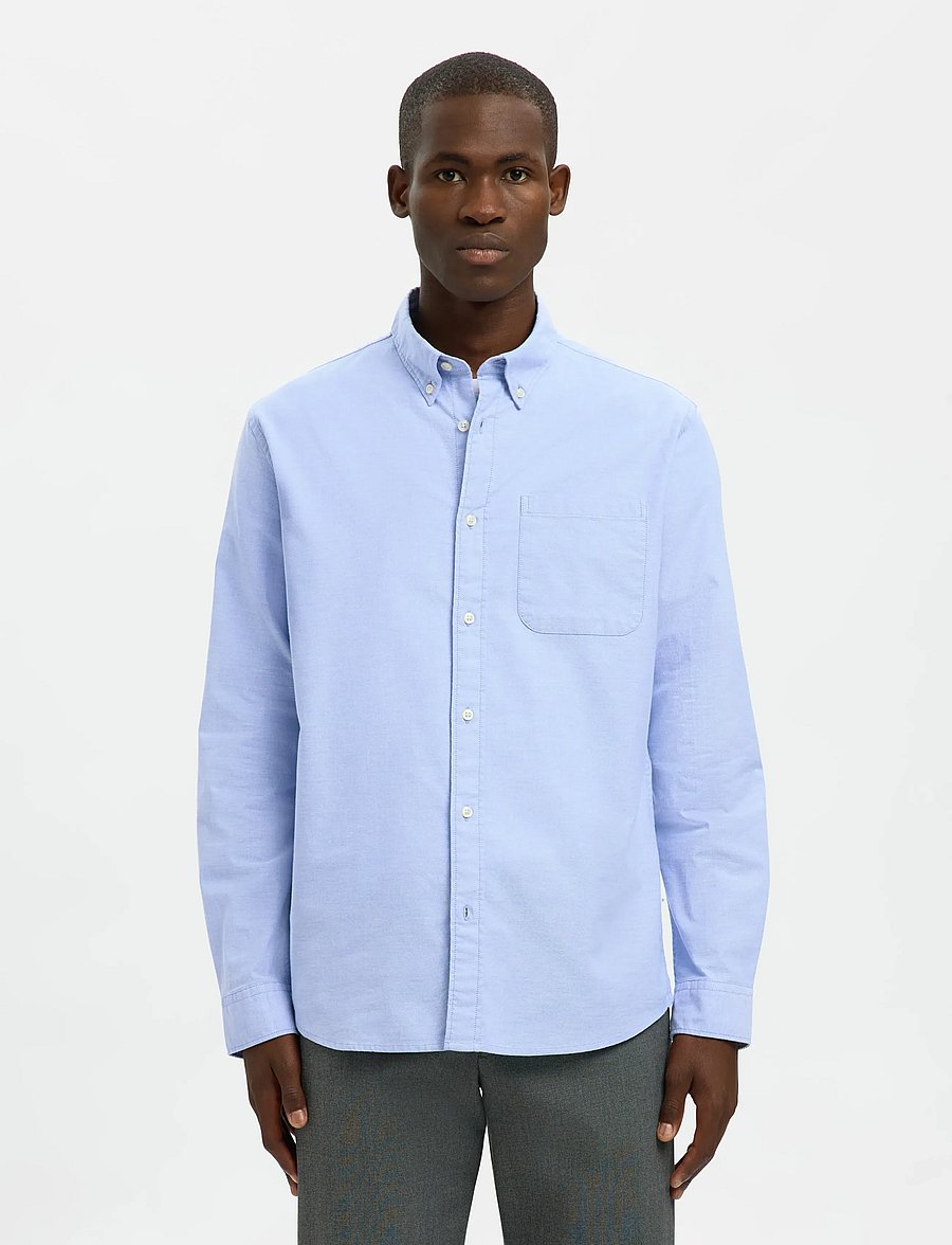 Selected - SLMCOLE-RICK OX REG LS SHIRT NOOS - chemises à rayures - light blue - 5