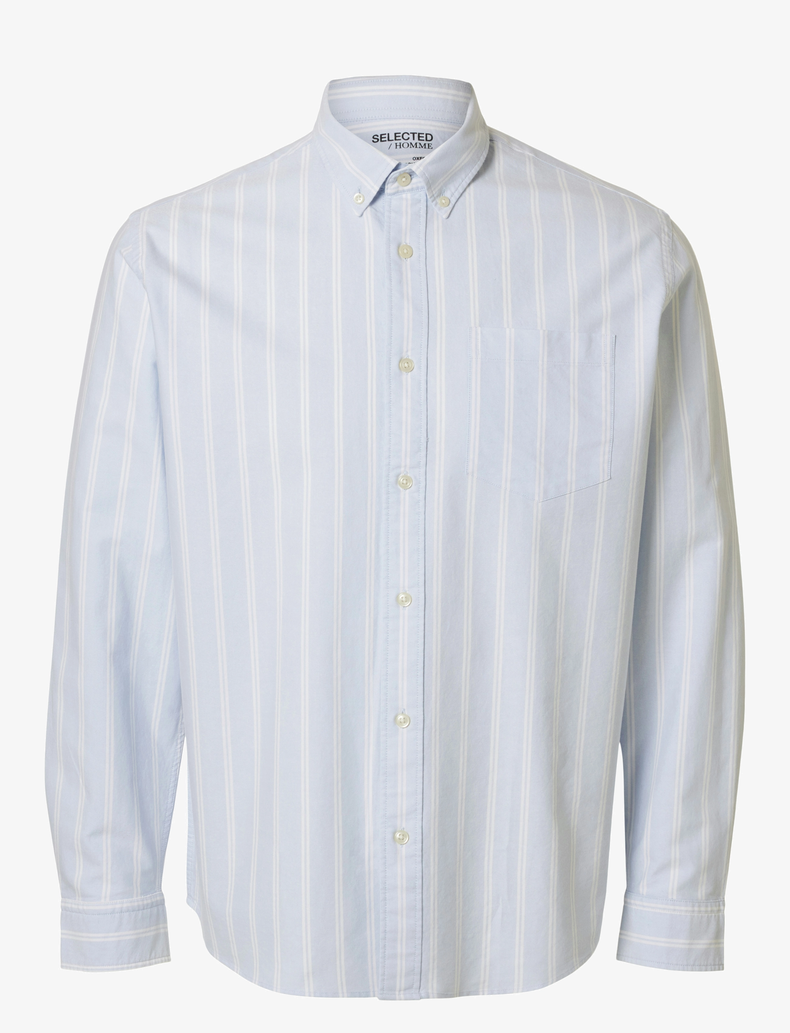 Selected - SLMREGCOLE RICK-OX SHIRT LS NOOS - stribede skjorter - light blue - 1