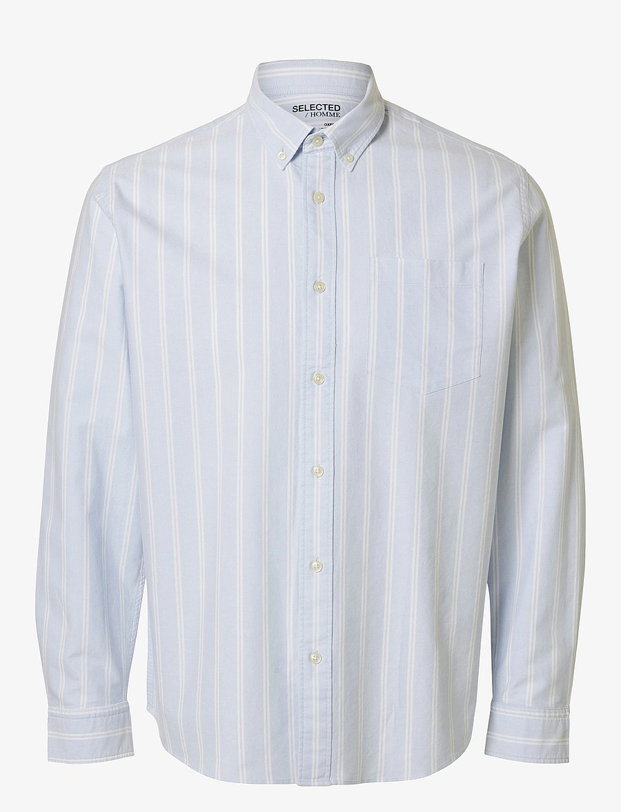 Selected - SLMREGCOLE RICK-OX SHIRT LS NOOS - gestreifte hemden - light blue - 1