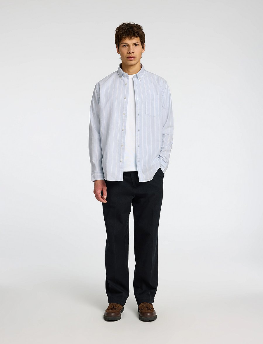 Selected - SLMREGCOLE RICK-OX SHIRT LS NOOS - gestreifte hemden - light blue - 0
