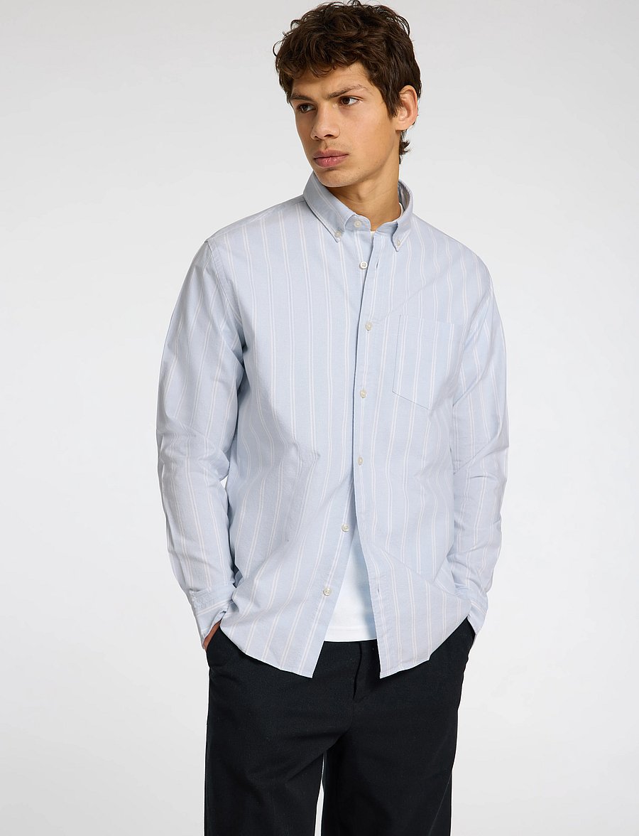Selected - SLMREGCOLE RICK-OX SHIRT LS NOOS - gestreifte hemden - light blue - 3
