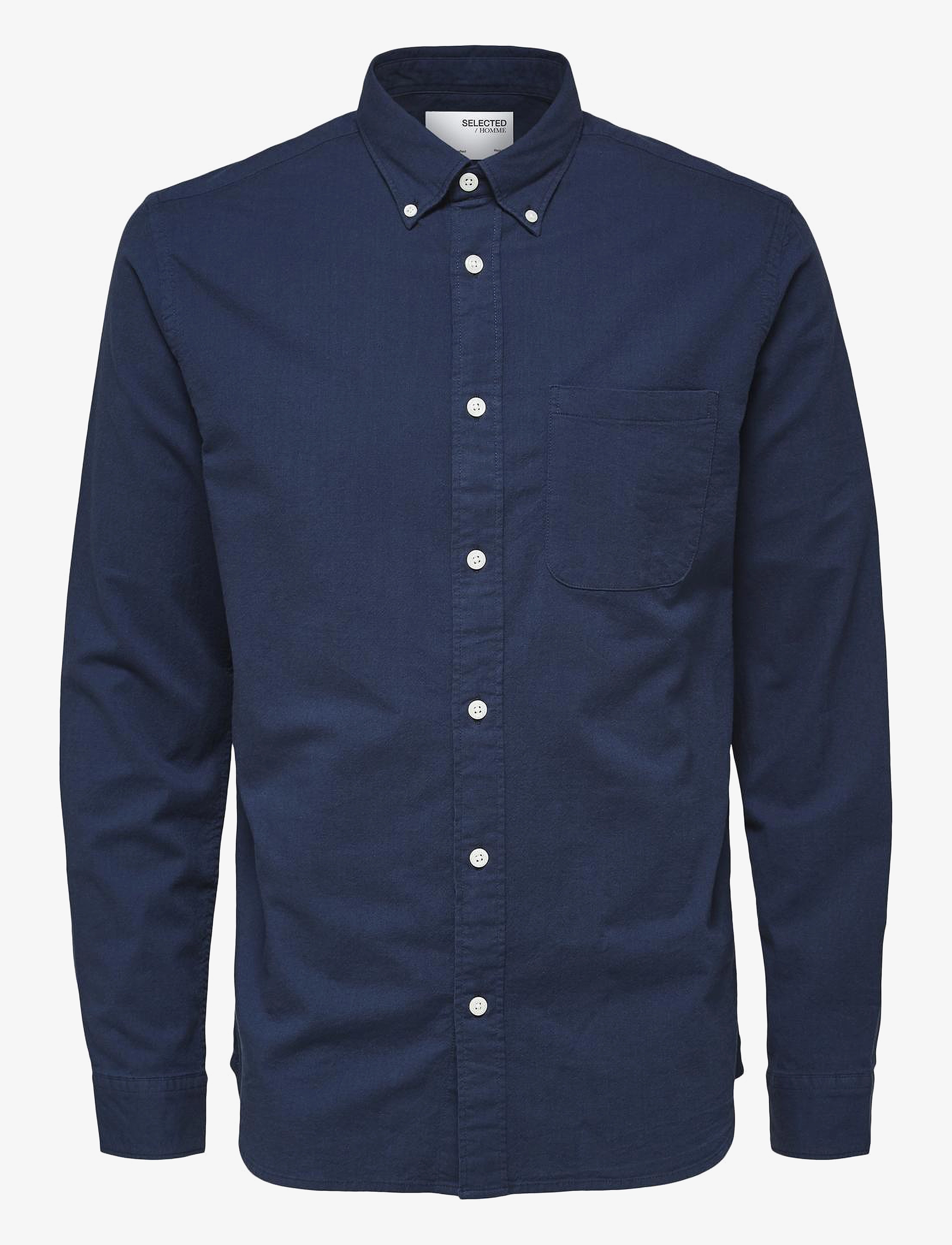 Selected - SLMREGCOLE RICK-OX SHIRT LS NOOS - stribede skjorter - moonlit ocean - 1