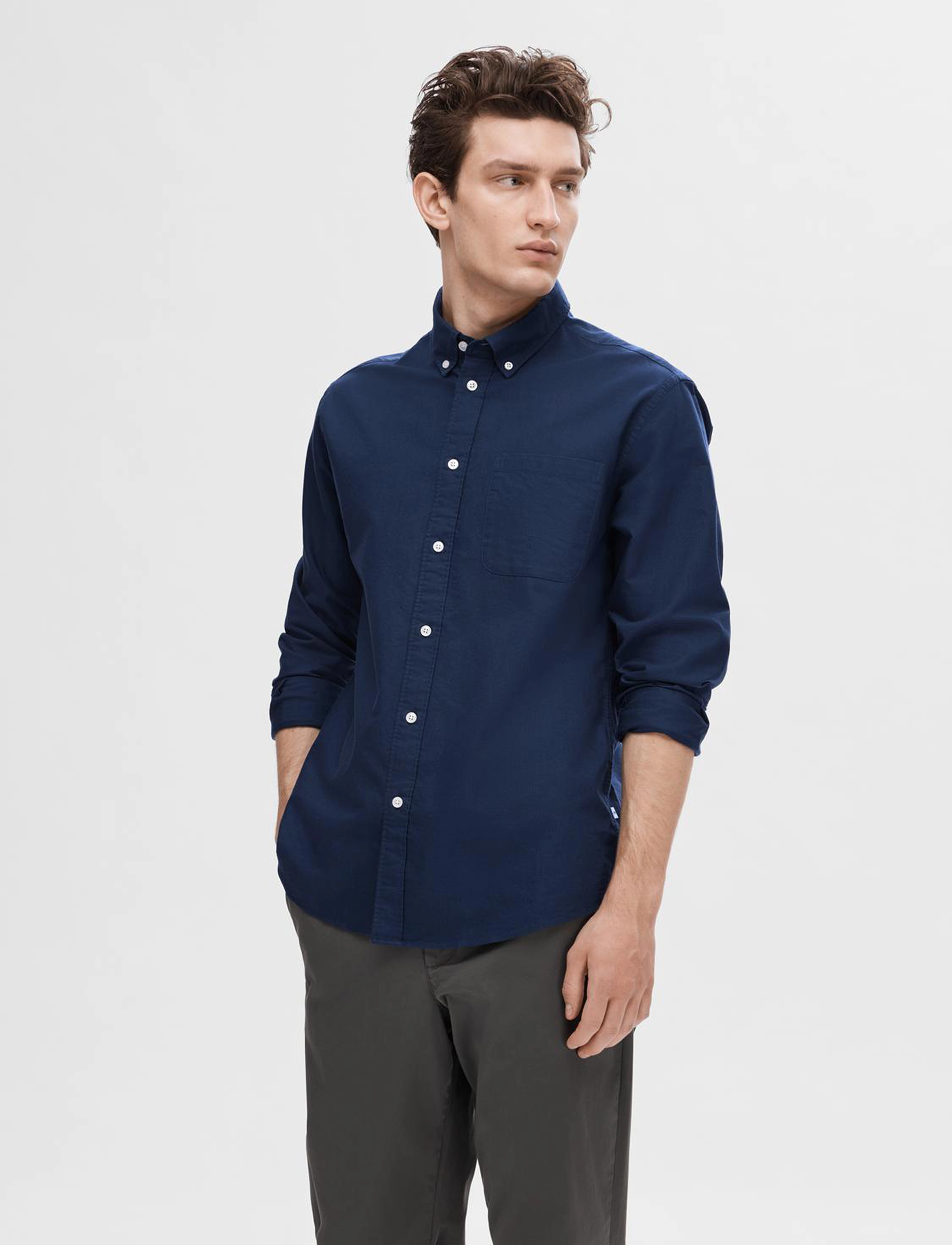 Selected SLMCOLE-RICK OX REG LS SHIRT NOOS - Särgid - MOONLIT OCEAN / navy