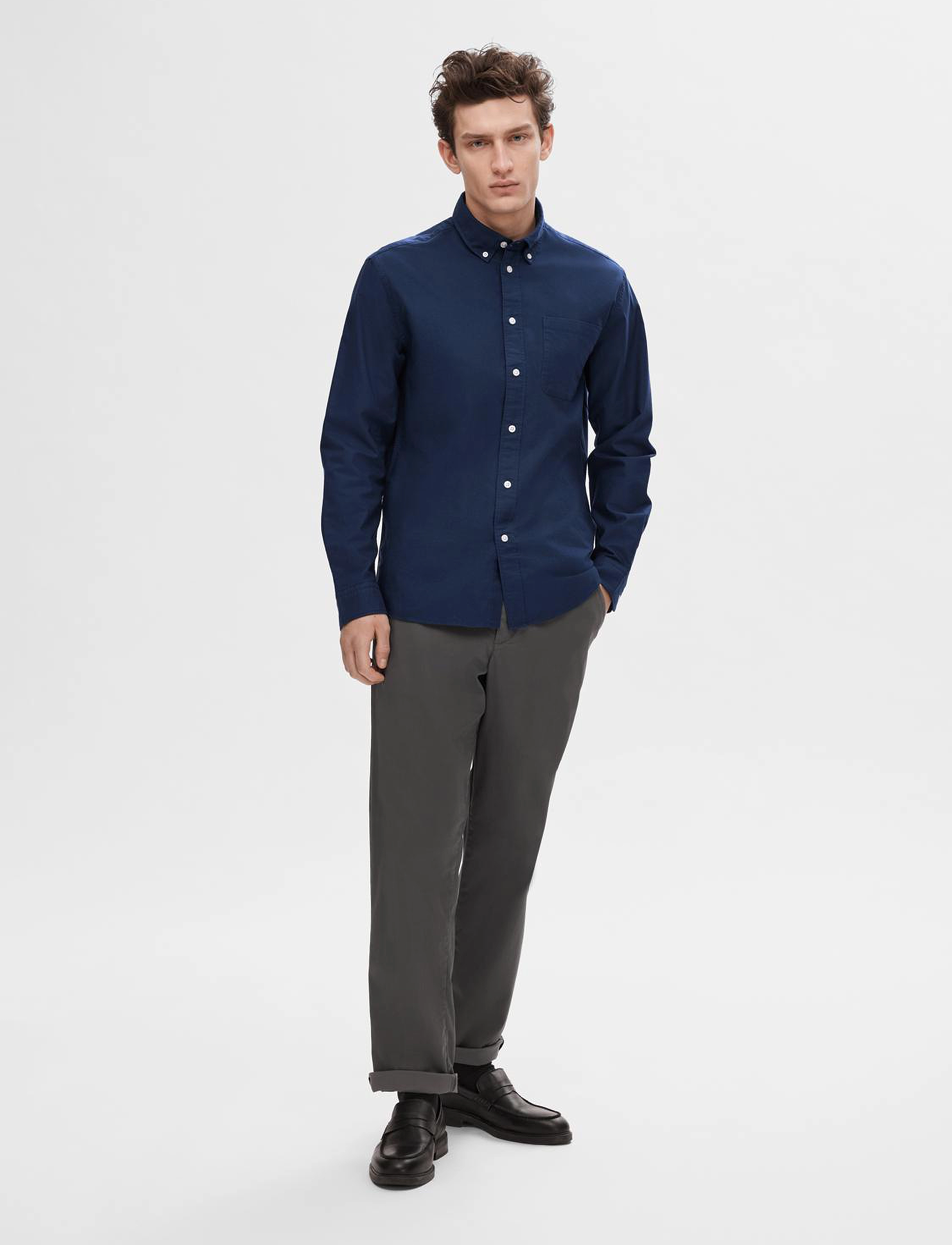 Selected - SLMREGCOLE RICK-OX SHIRT LS NOOS - stribede skjorter - moonlit ocean - 4
