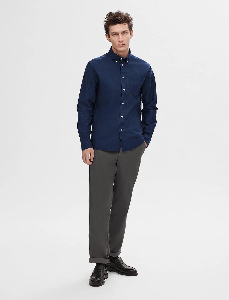 Selected - SLMREGCOLE RICK-OX SHIRT LS NOOS - triibulised särgid - moonlit ocean - 4