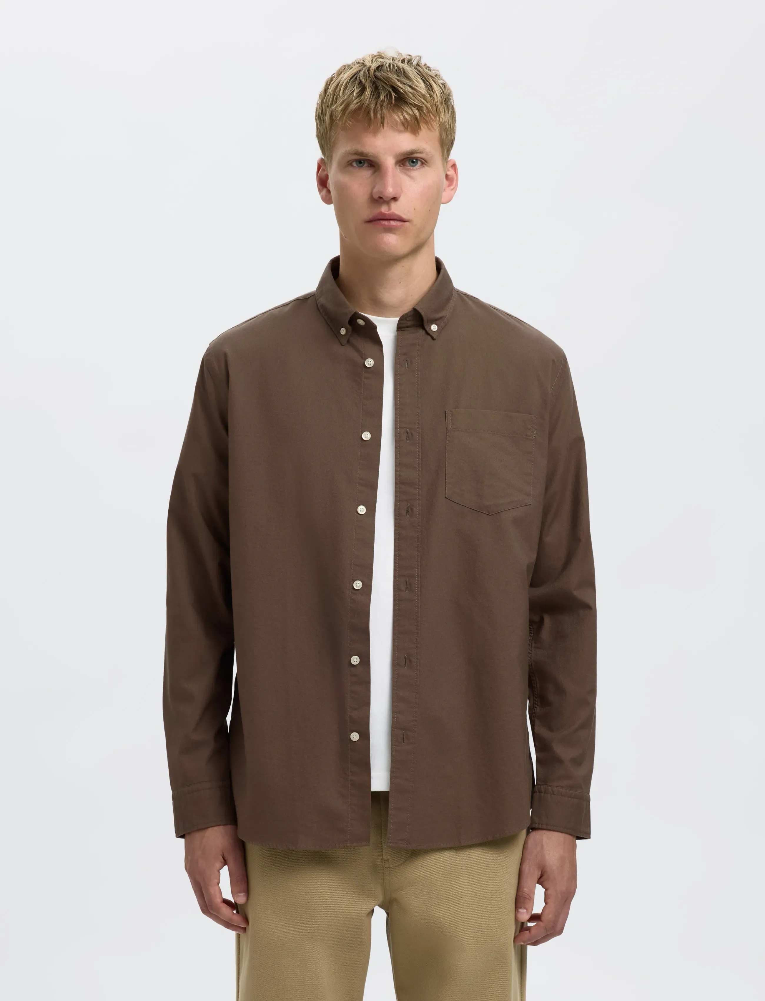 Selected SLHREGRICK-OX FLEX SHIRT LS S - Skjorter - MOREL / khaki/green