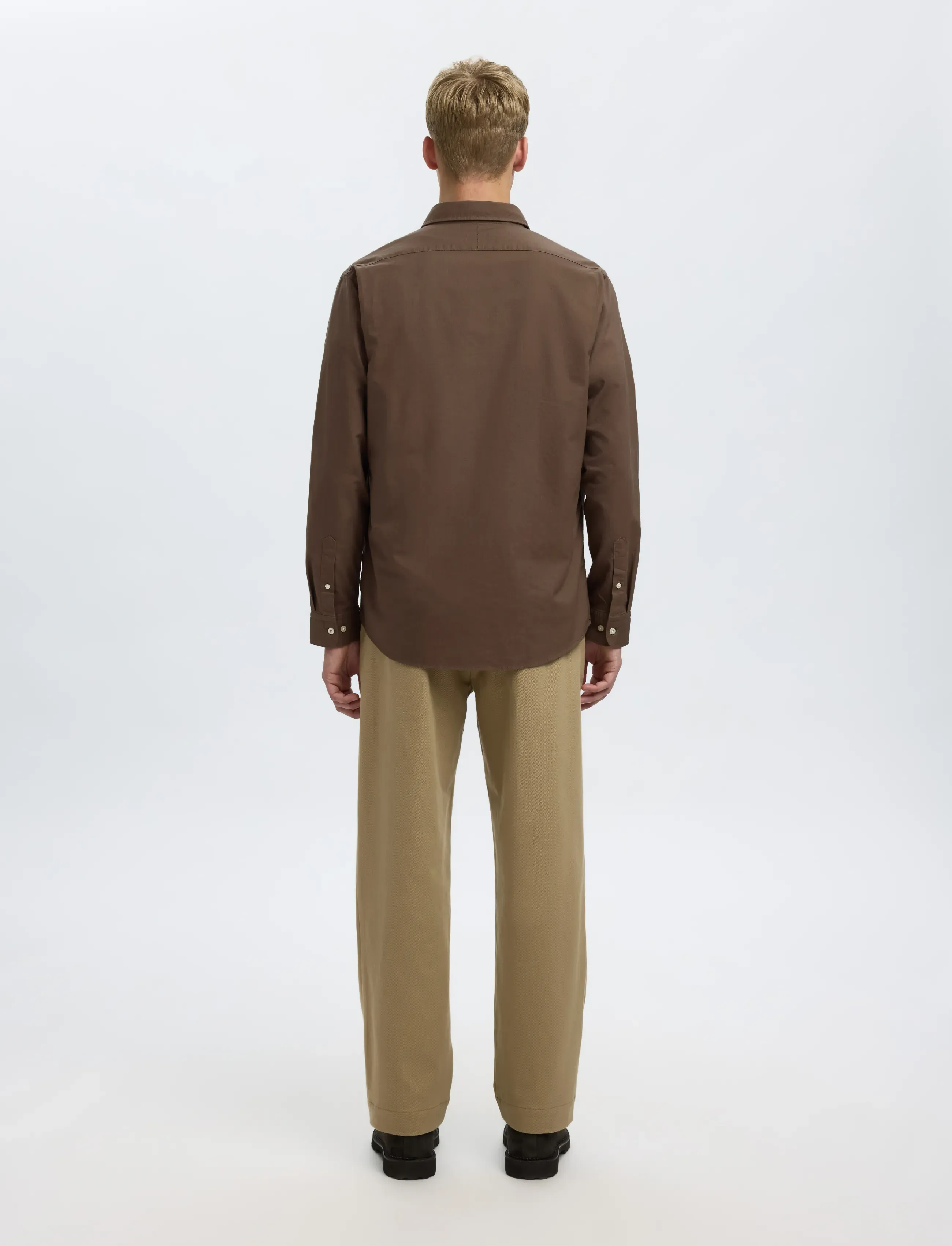 Selected - SLMREGCOLE RICK-OX SHIRT LS NOOS - stribede skjorter - morel - 3