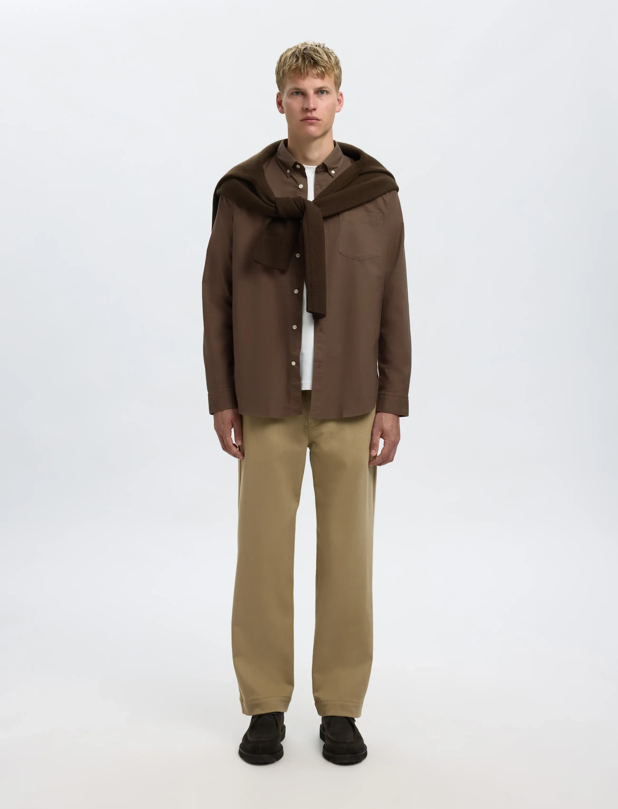 Selected - SLMREGCOLE RICK-OX SHIRT LS NOOS - stribede skjorter - morel - 4
