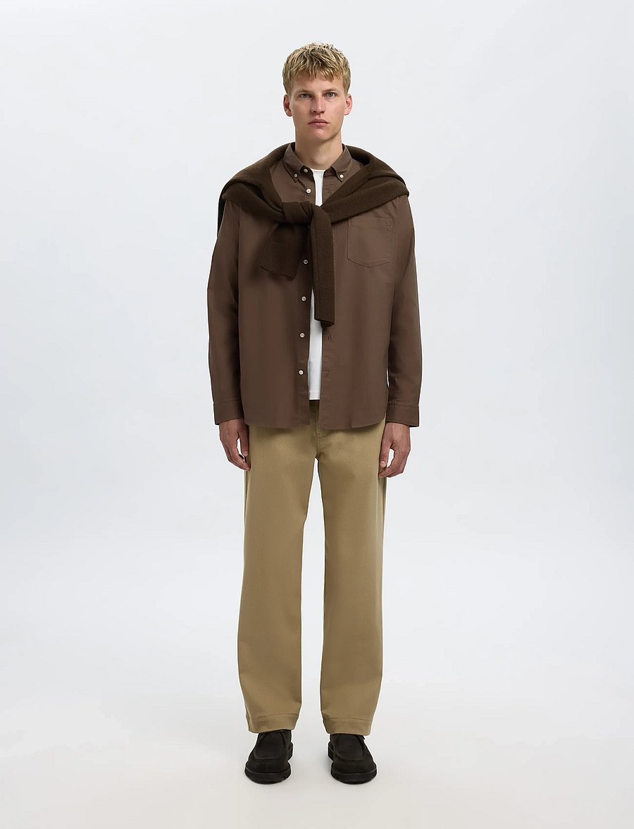 Selected - SLMREGCOLE RICK-OX SHIRT LS NOOS - triibulised särgid - morel - 4