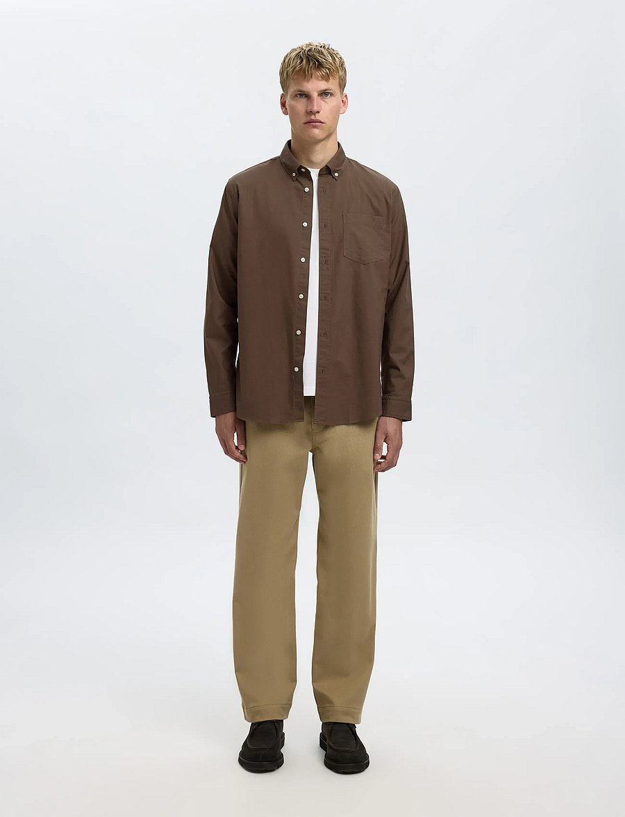 Selected - SLMREGCOLE RICK-OX SHIRT LS NOOS - triibulised särgid - morel - 5