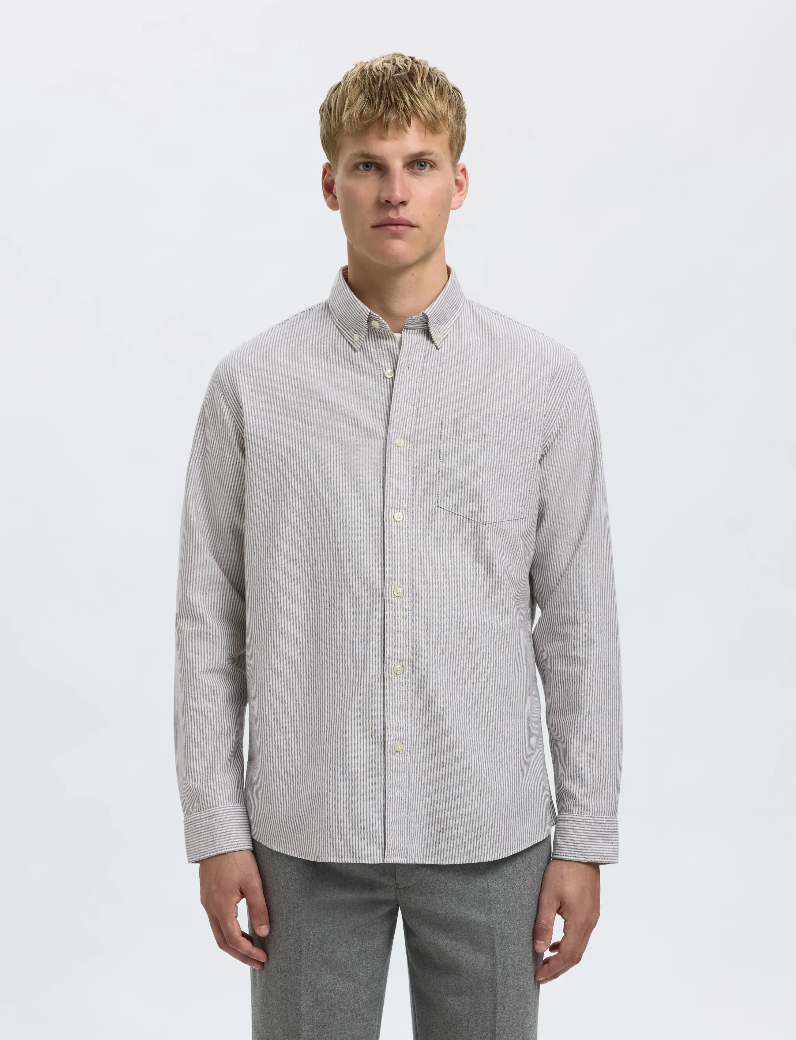 Selected SLHREGRICK-OX SHIRT LS NOOS - Casual skjorter - MOREL / beige