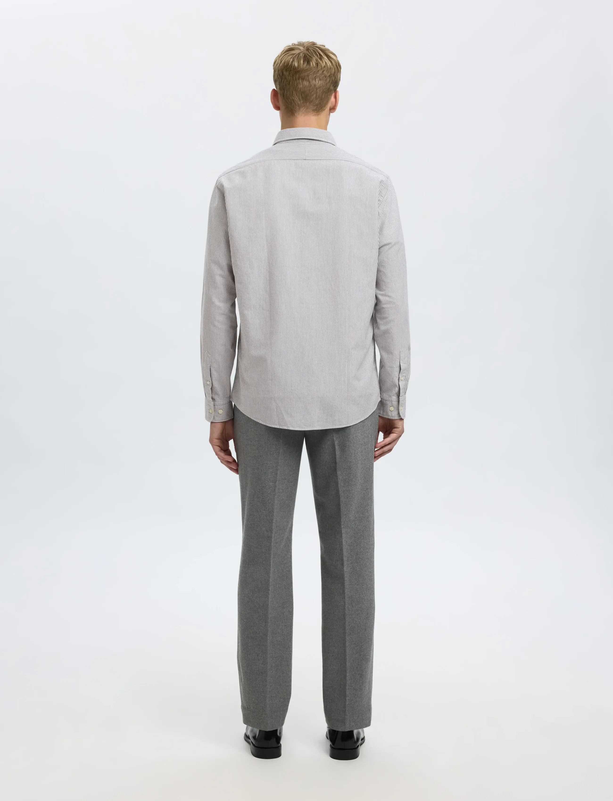 Selected - SLMCOLE-RICK OX REG LS SHIRT NOOS - stribede skjorter - morel - 3