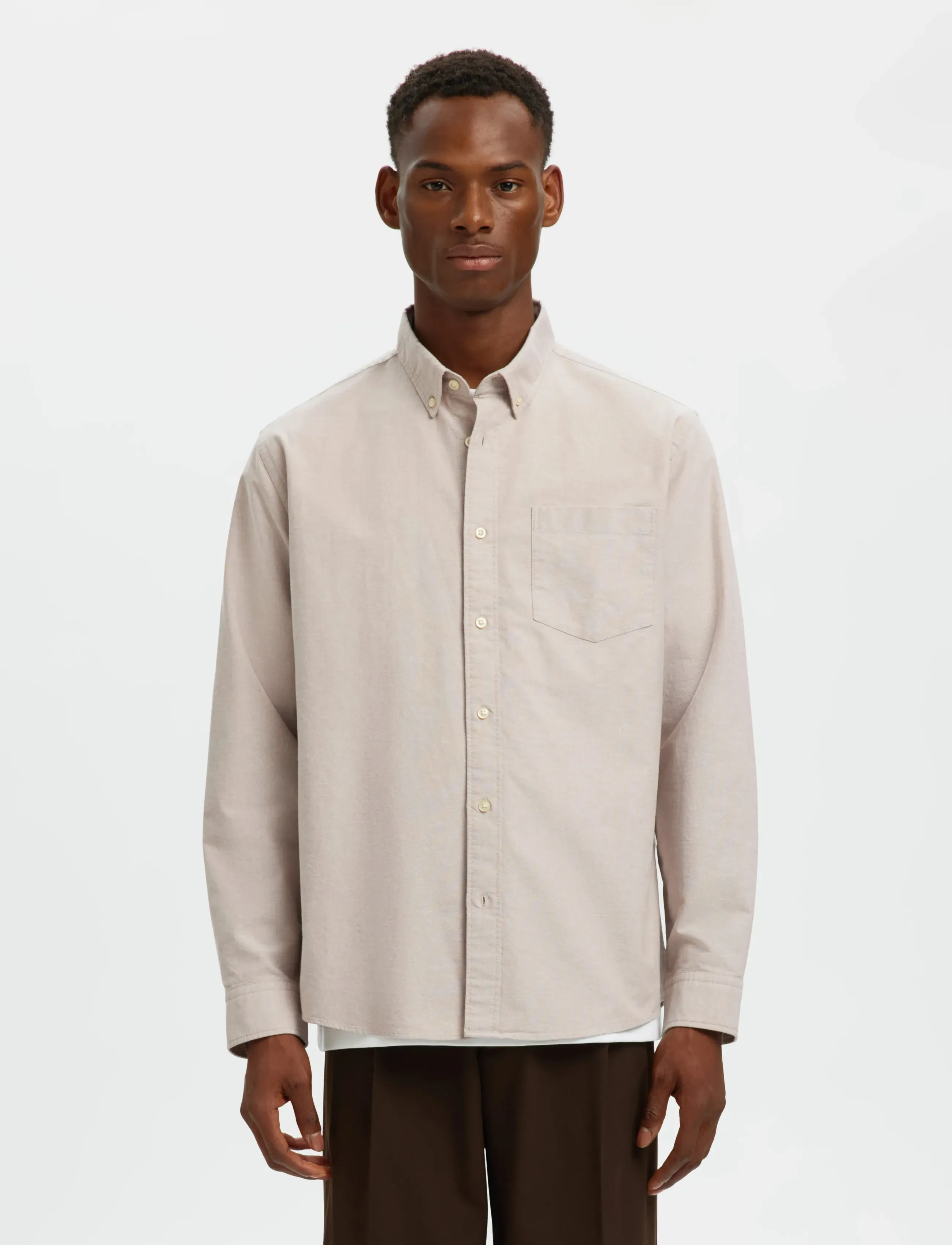 Selected SLHREGRICK-OX SHIRT LS NOOS - Casual skjorter - SAVANNAH TAN / beige