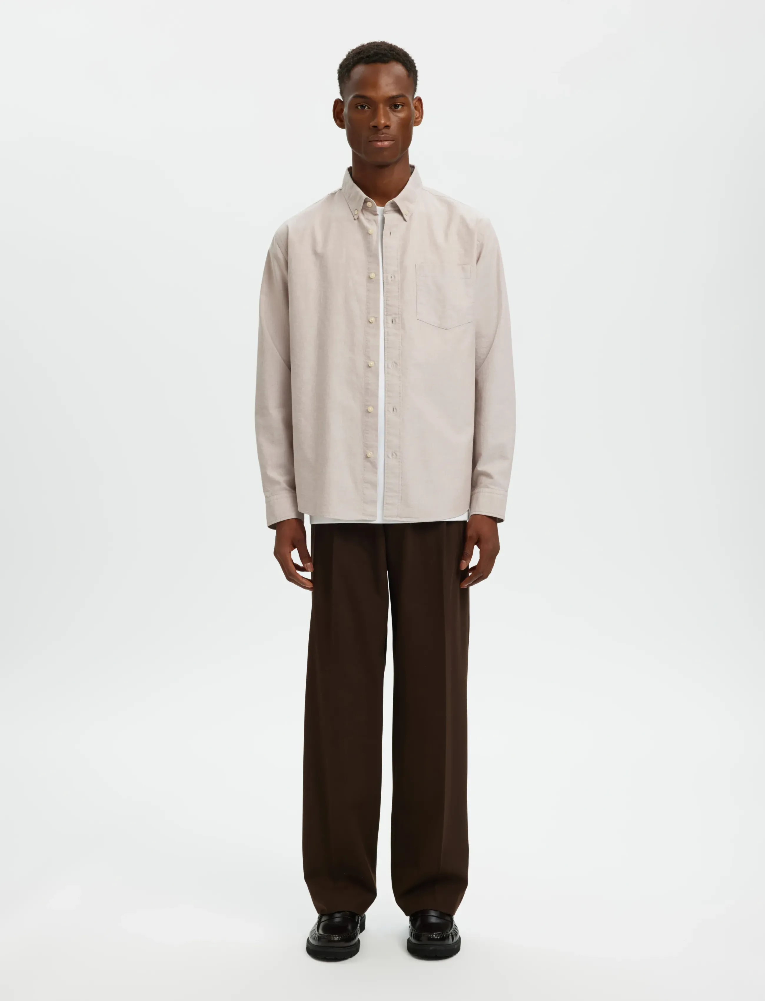 Selected - SLMREGCOLE RICK-OX SHIRT LS NOOS - stribede skjorter - savannah tan - 3