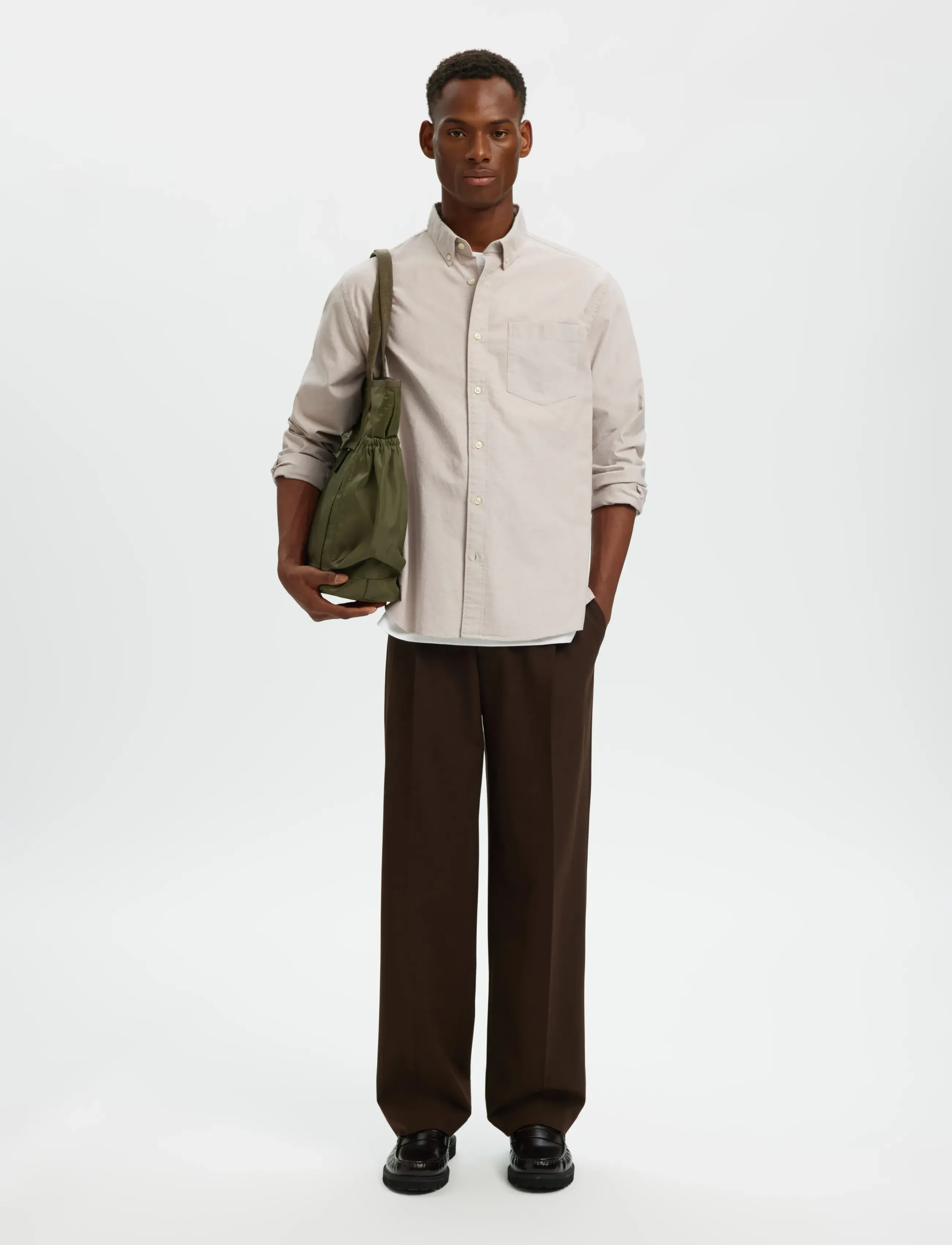Selected - SLMREGCOLE RICK-OX SHIRT LS NOOS - stribede skjorter - savannah tan - 5