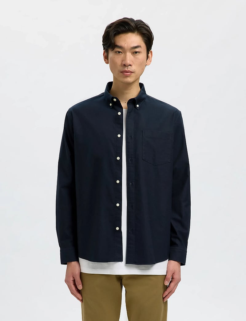 Selected - SLHREGRICK-OX SHIRT LS NOOS - stribede skjorter - sky captain - 0