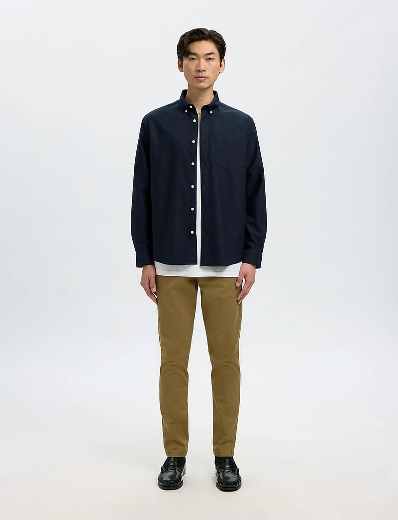 Selected - SLHREGRICK-OX SHIRT LS NOOS - stribede skjorter - sky captain - 5
