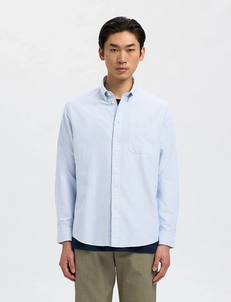 Selected - SLMREGCOLE RICK-OX SHIRT LS NOOS - gestreifte hemden - skyway - 0