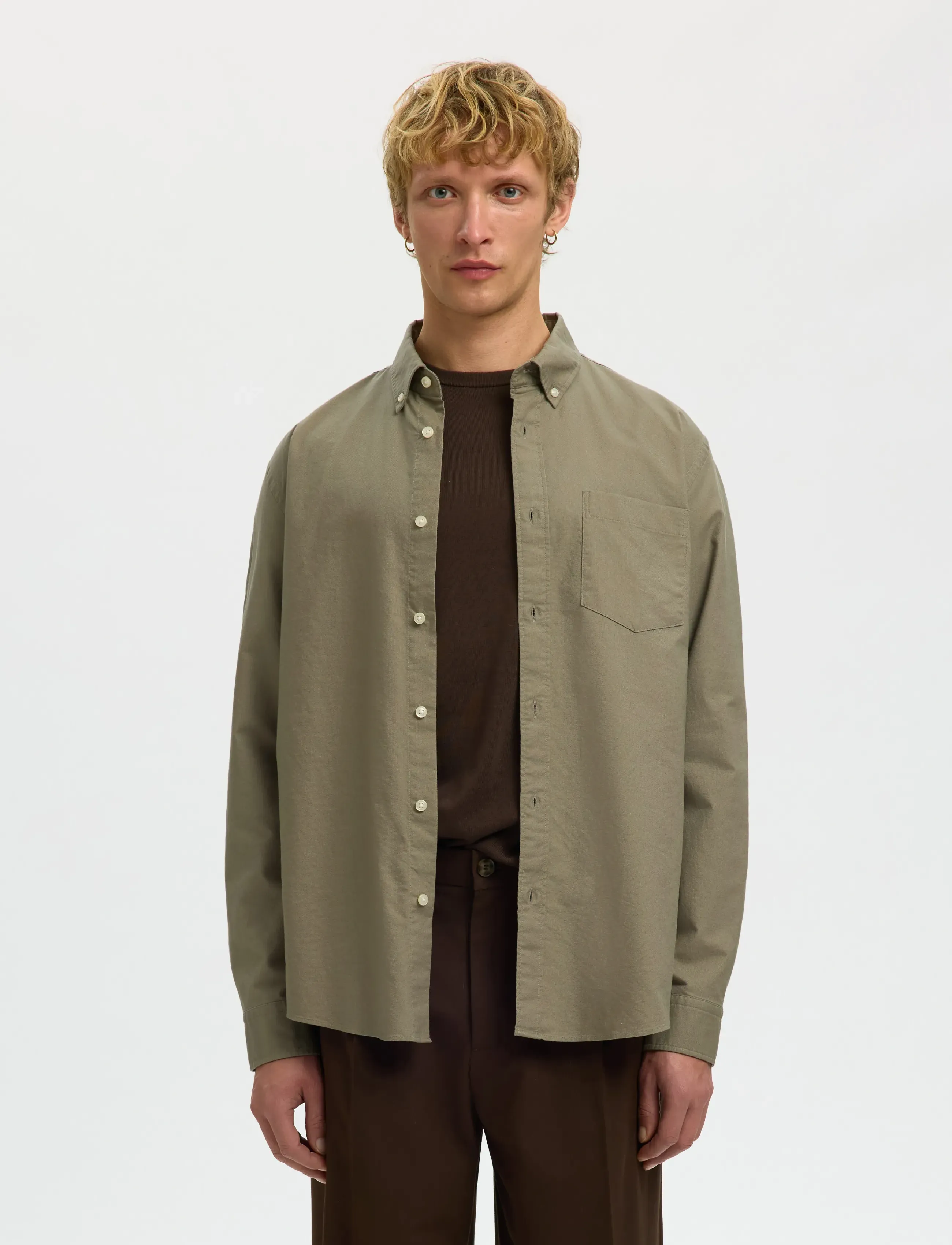 Selected SLHREGRICK-OX FLEX SHIRT LS S - Skjorter - VETIVER / green