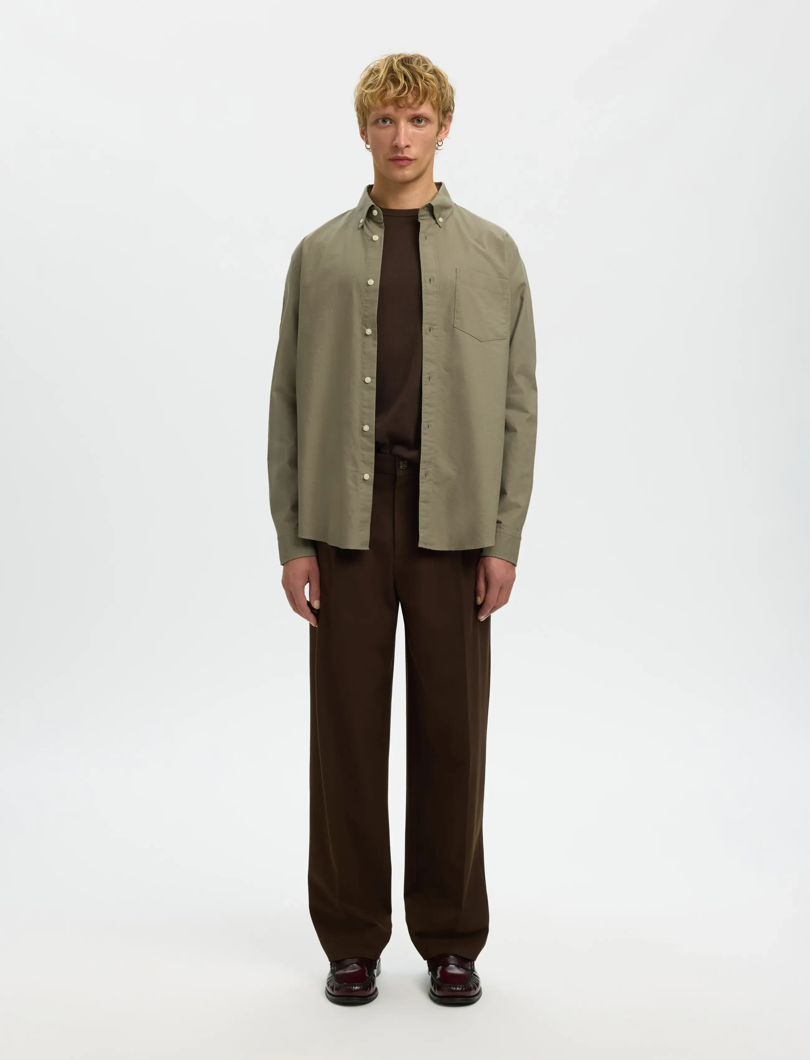 Selected - SLMREGCOLE RICK-OX SHIRT LS NOOS - stribede skjorter - vetiver - 3