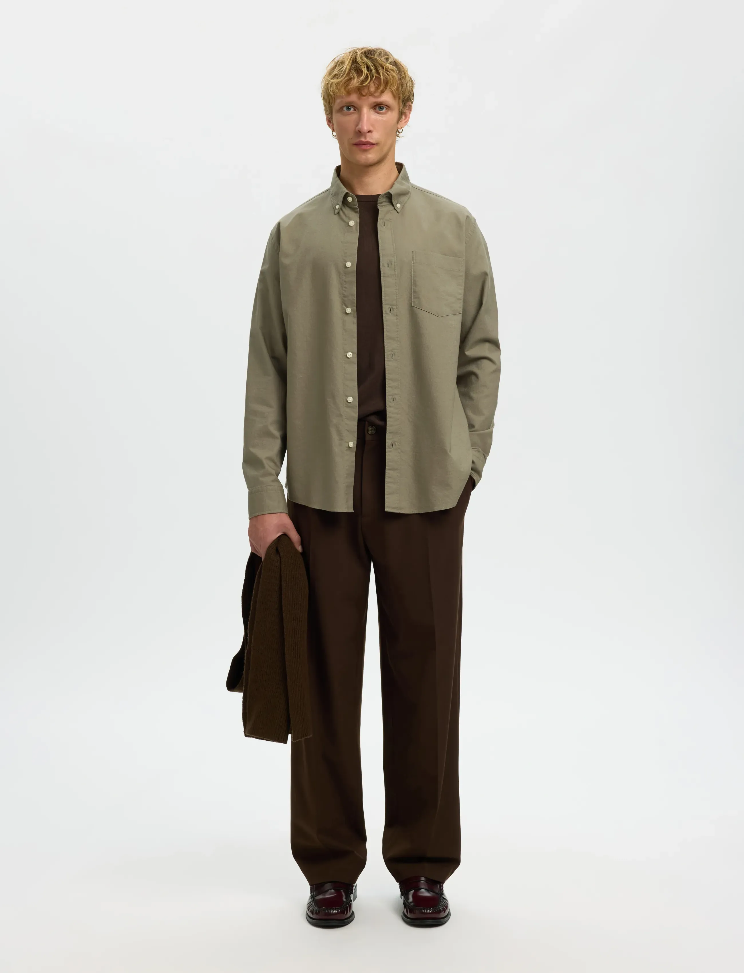 Selected - SLMREGCOLE RICK-OX SHIRT LS NOOS - stribede skjorter - vetiver - 5