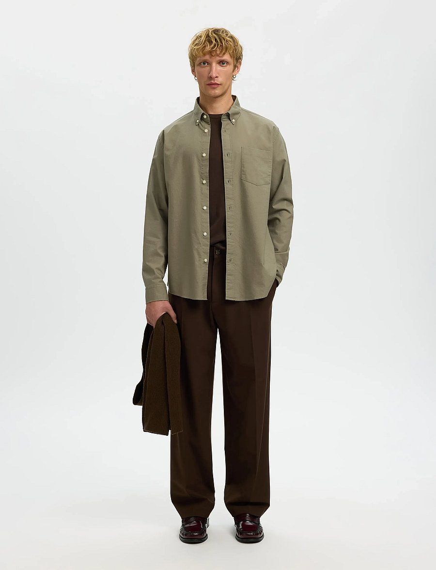 Selected - SLMREGCOLE RICK-OX SHIRT LS NOOS - triibulised särgid - vetiver - 5