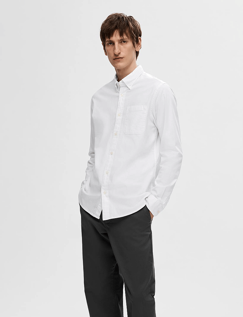 Selected - SLMREGCOLE RICK-OX SHIRT LS NOOS - koszule w paski i prążki - white - 0