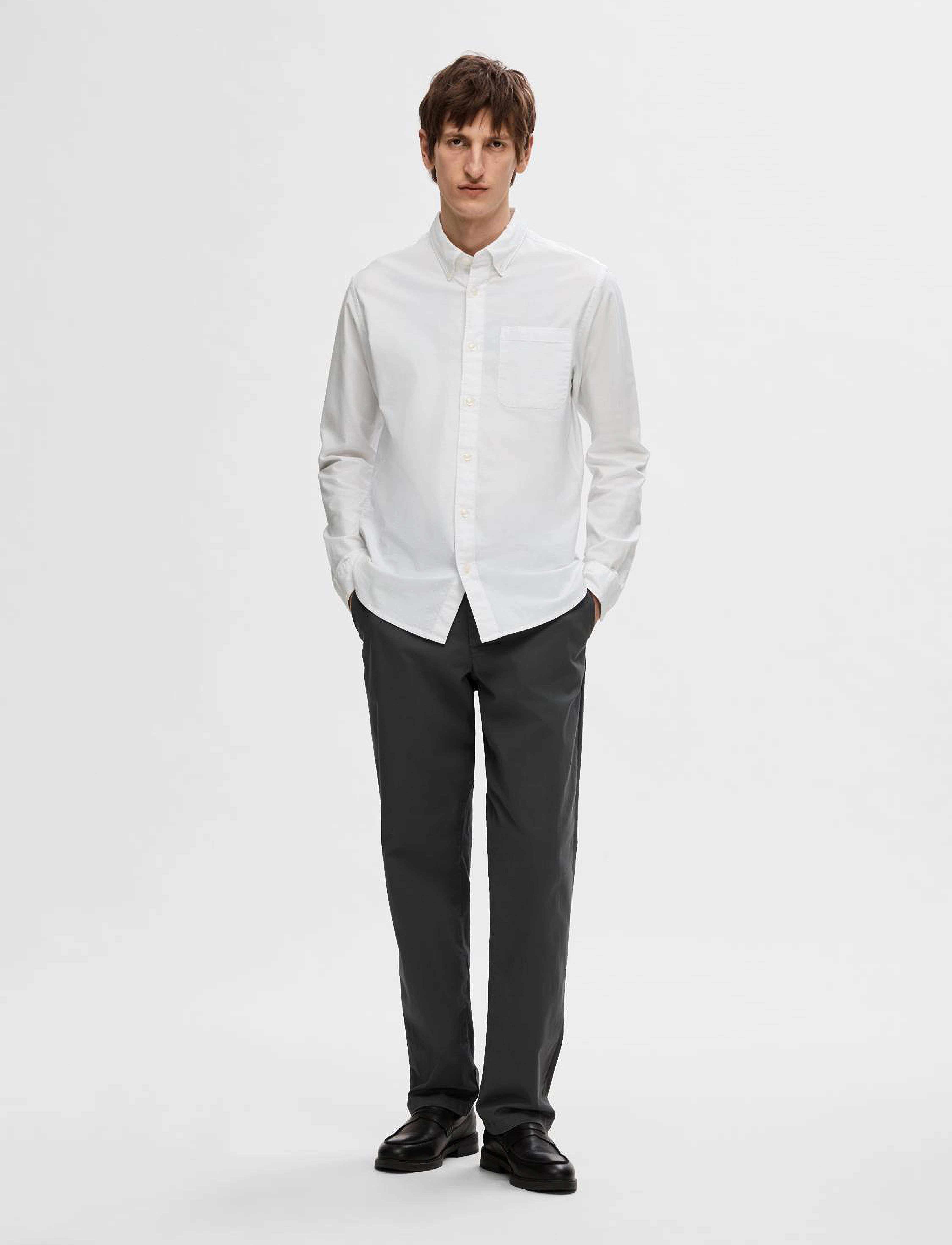 Selected - SLMREGCOLE RICK-OX SHIRT LS NOOS - dryžuoti marškiniai - white - 3