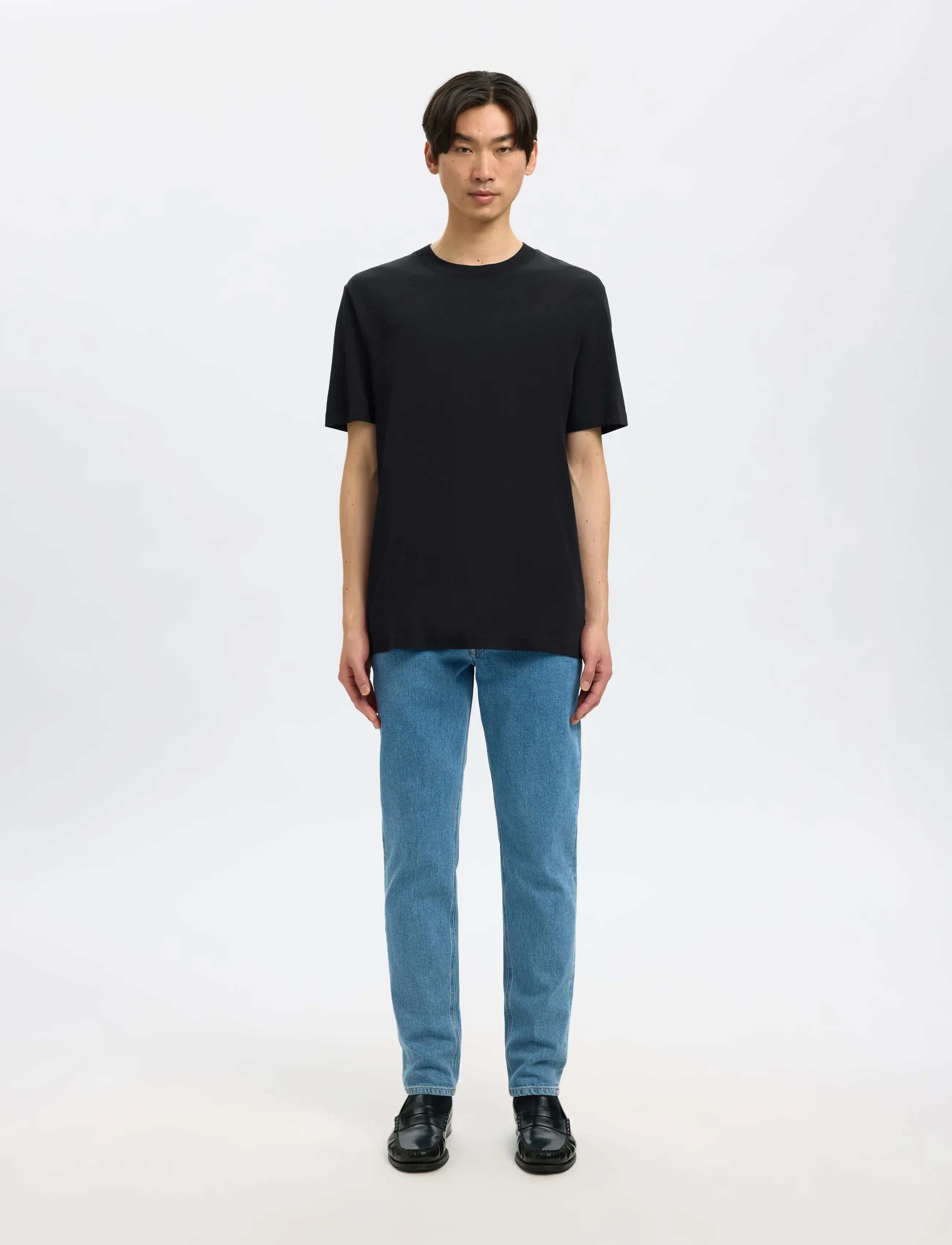 Selected - SLMCOLMAN SS O-NECK TEE NOOS - kortærmede t-shirts - black - 4