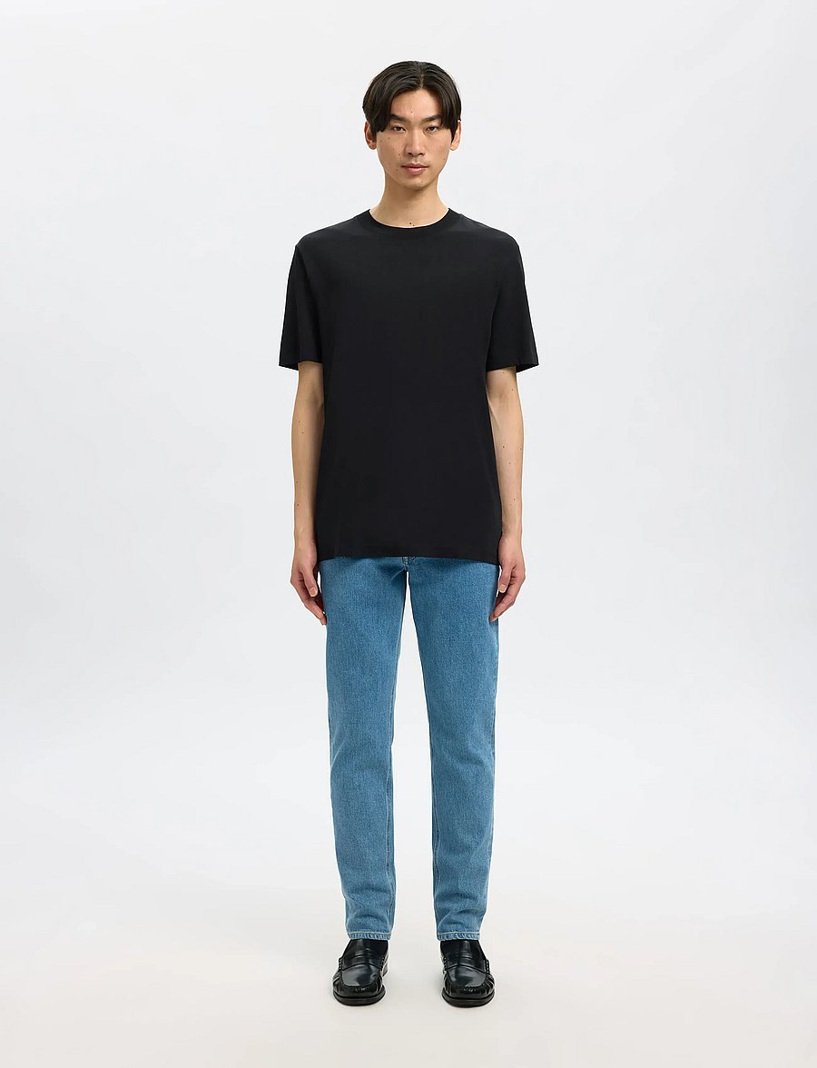 Selected - SLMCOLMAN SS O-NECK TEE NOOS - kurzärmelige t-shirts - black - 4