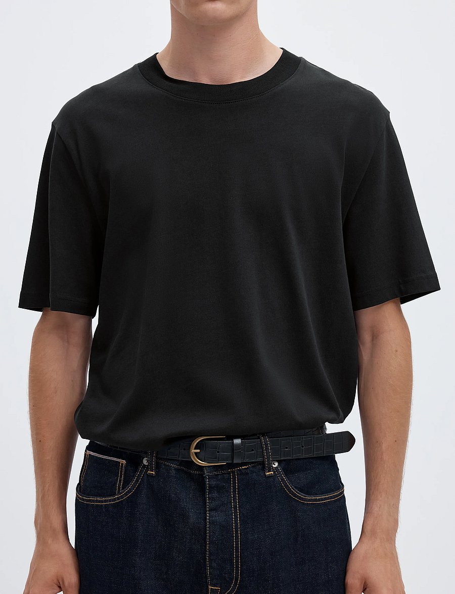 Selected - SLHCOLMAN SS O-NECK TEE NOOS - short-sleeved t-shirts - black - 5