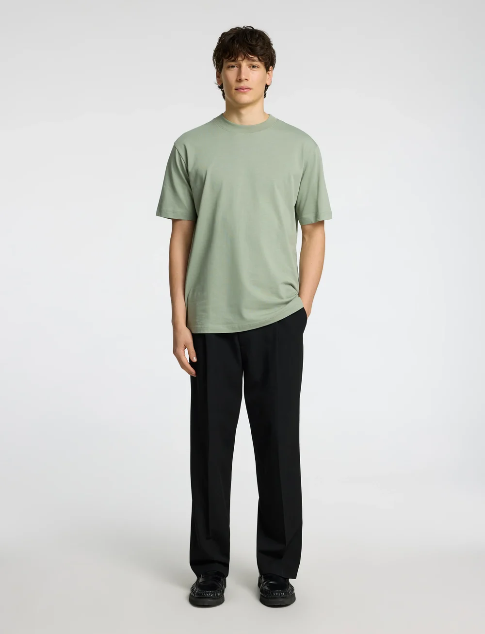Selected - SLHCOLMAN SS O-NECK TEE NOOS - korte mouwen - iceberg green - 0