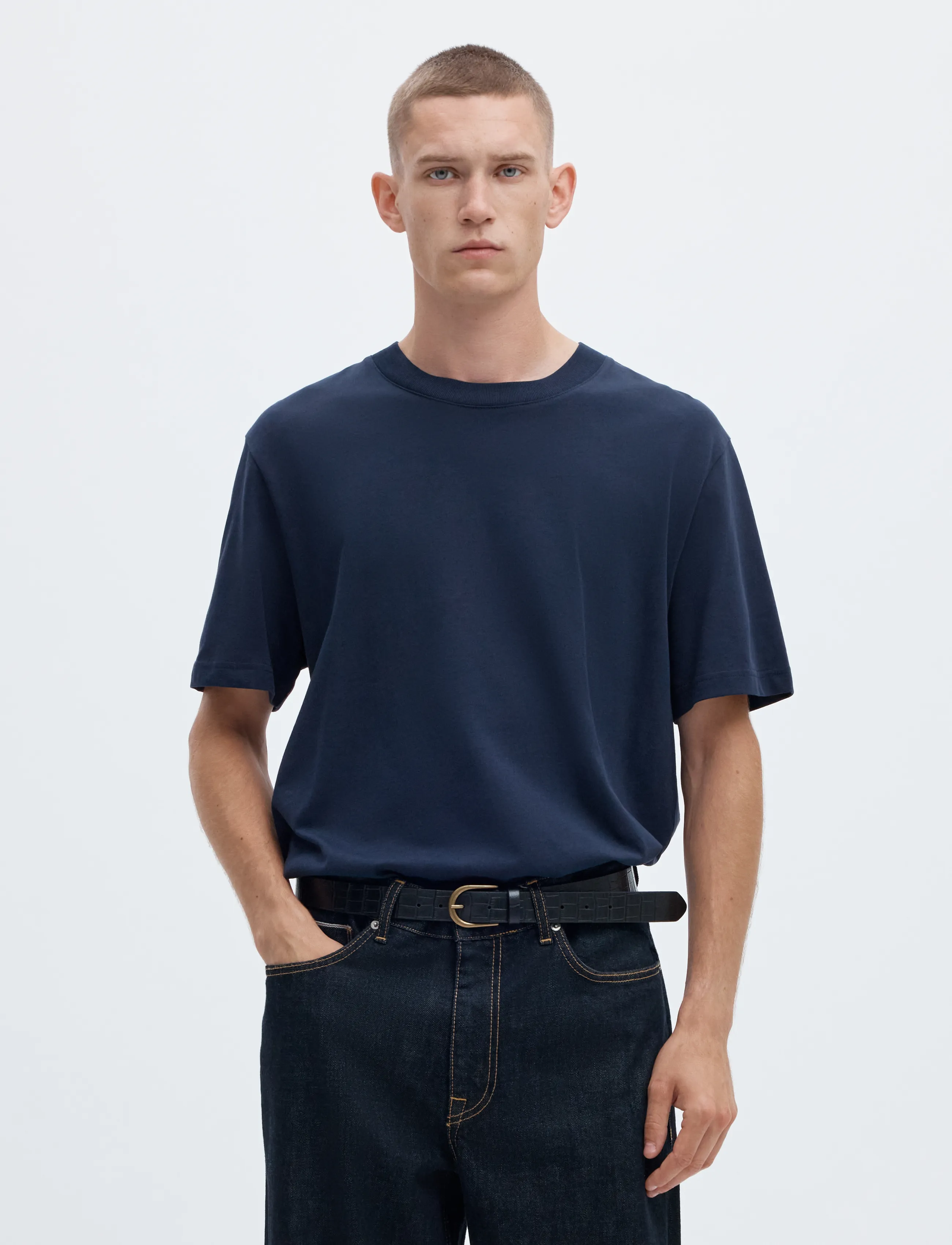 Selected SLMCOLMAN SS O-NECK TEE NOOS - T-shirts - NAVY BLAZER / navy